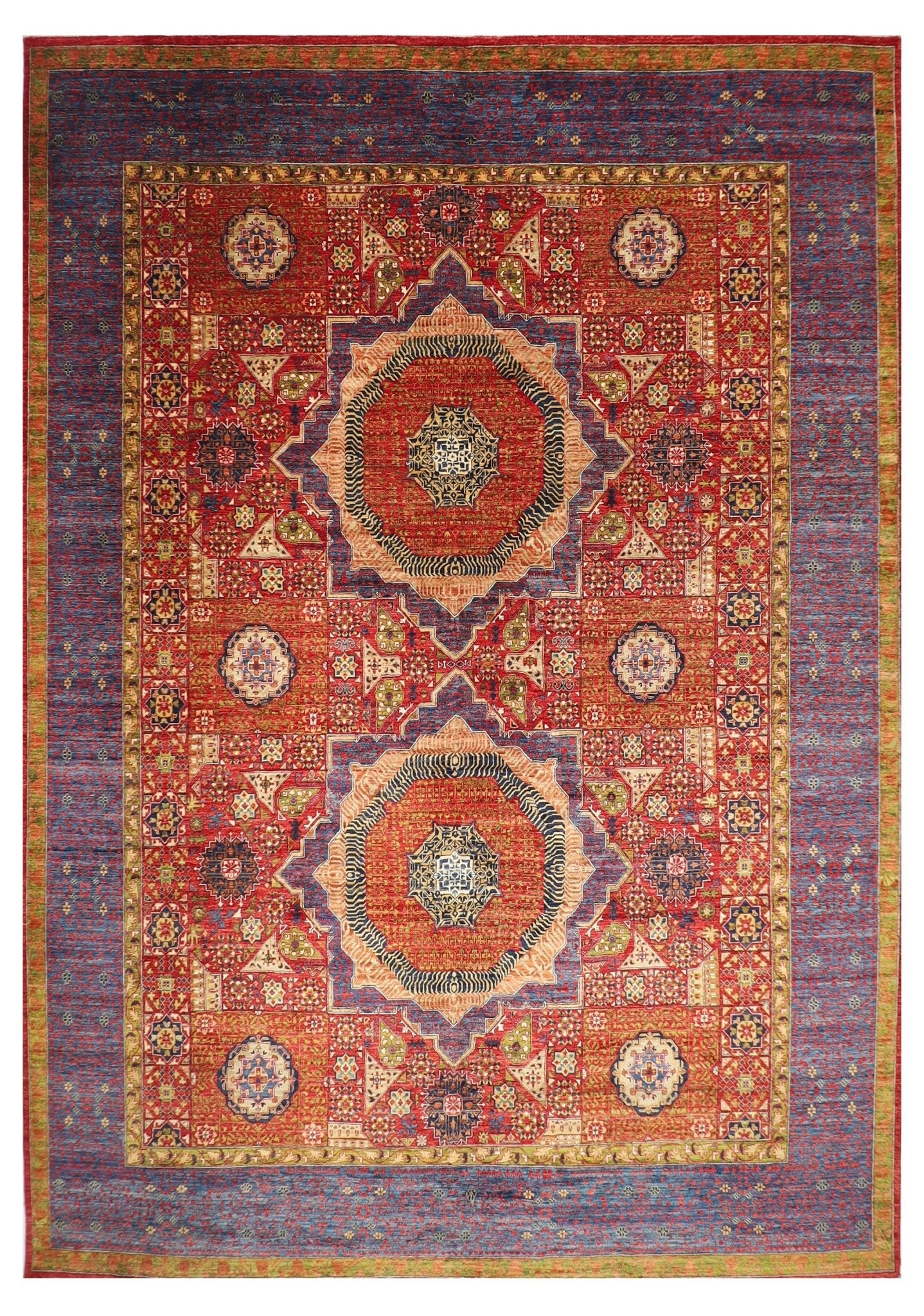 12x15 ft Turkish Mamluk Red Area Rug,Afghan Hand knotted Veg Dye Wool Rug, 11'9x14'11 ft Rug for Bedroom, Rug For Living Room, Oriental Rug, - Jerm Rugs - Jerm Rugs