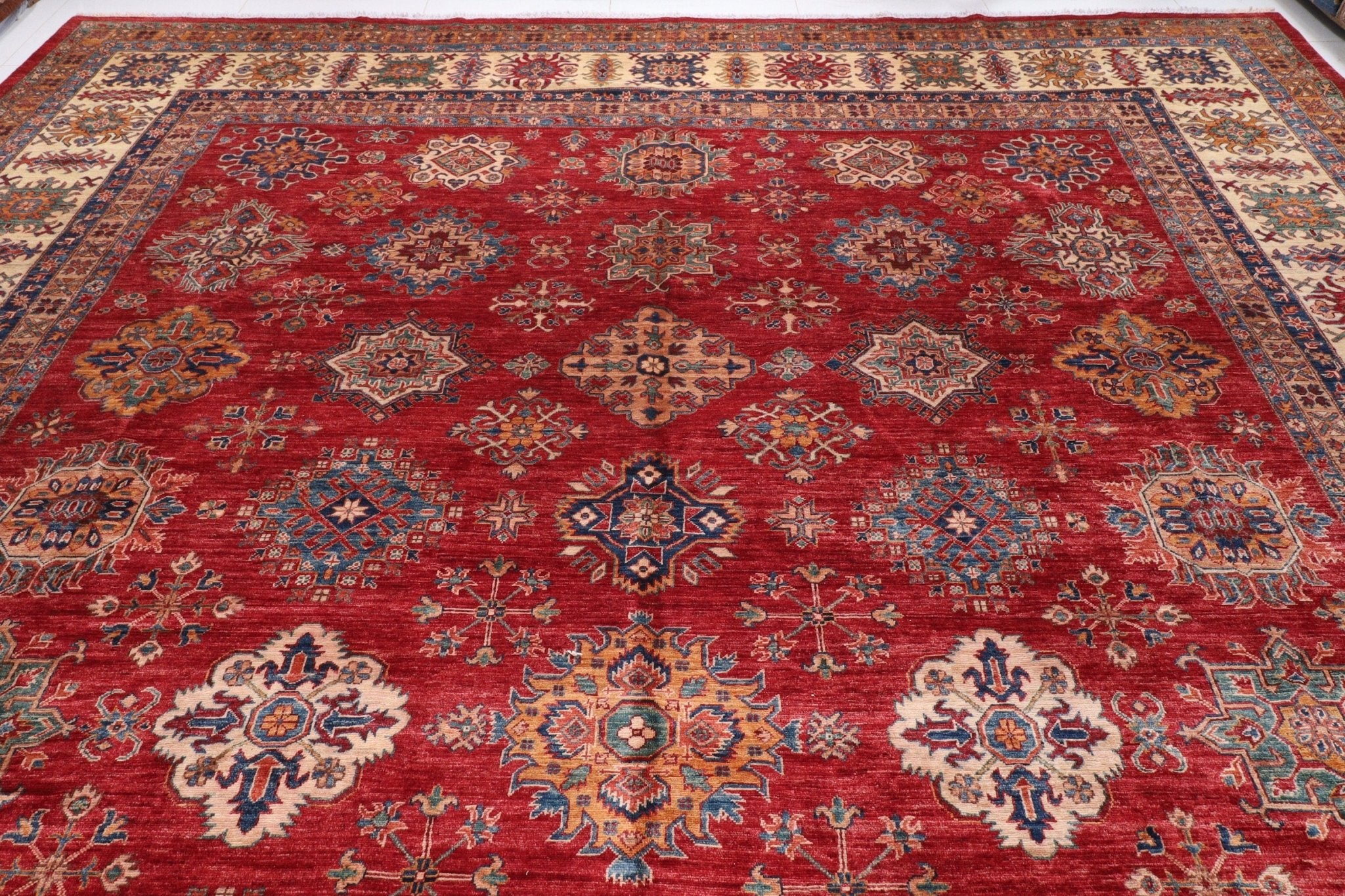 13x17 ft. Large Palace Rug Red Area Hand knotted Rug, 12'7x16'9 Traditional Rug, Rug For Living Room, Oriental Rug, Office Rug, Home Decor - Jerm Rugs - Jerm Rugs