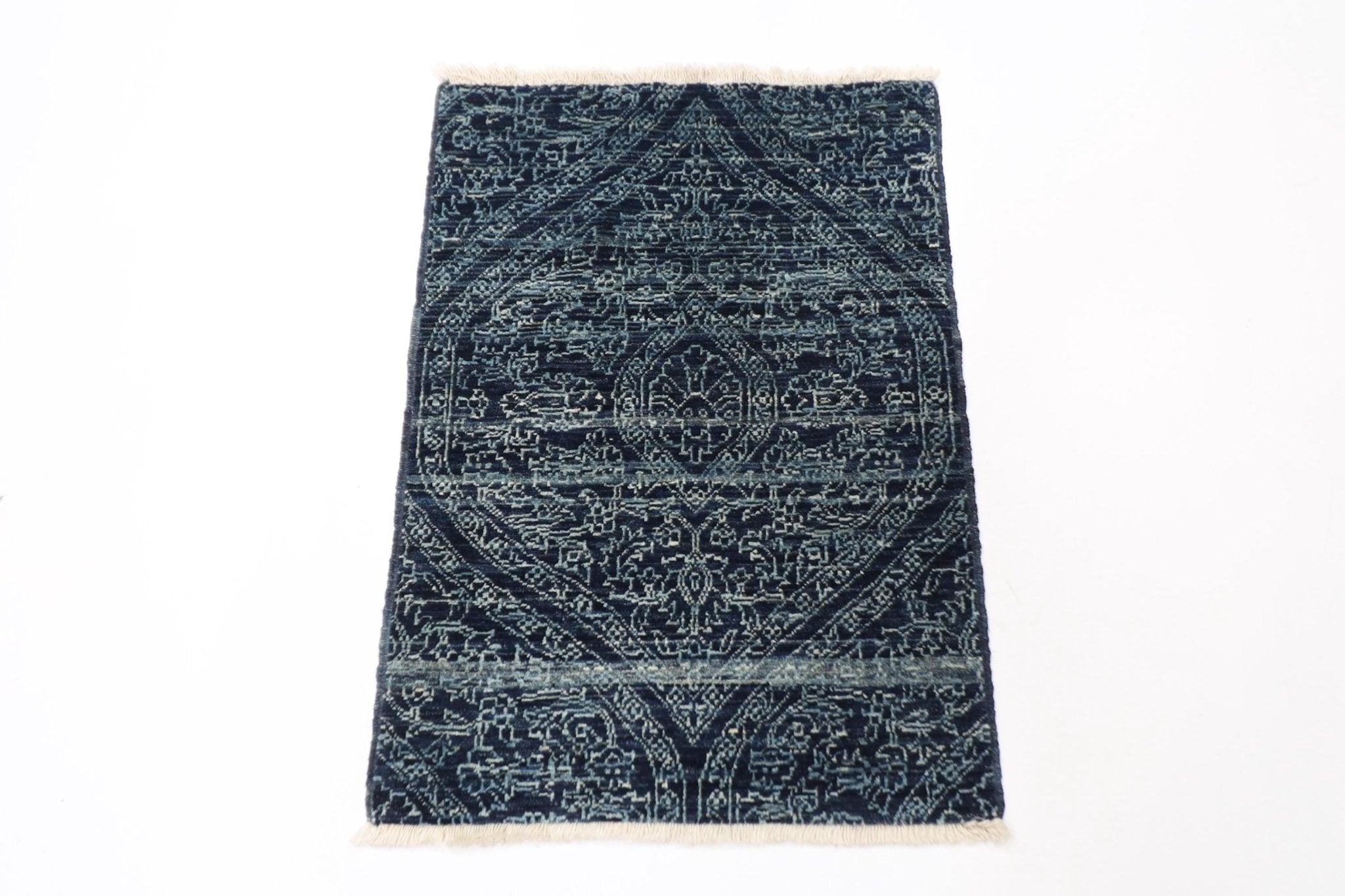 2x2 ft Mamluk Blue Doormat Rug, Afghan Hand Knotted Rug, Bedroom Rug, Small Rug, Kitchen Rug, Kids Room Rug, Office Rug, Bathroom Rug - Jerm Rugs - Handmade Afghan Rug - Jerm Rugs