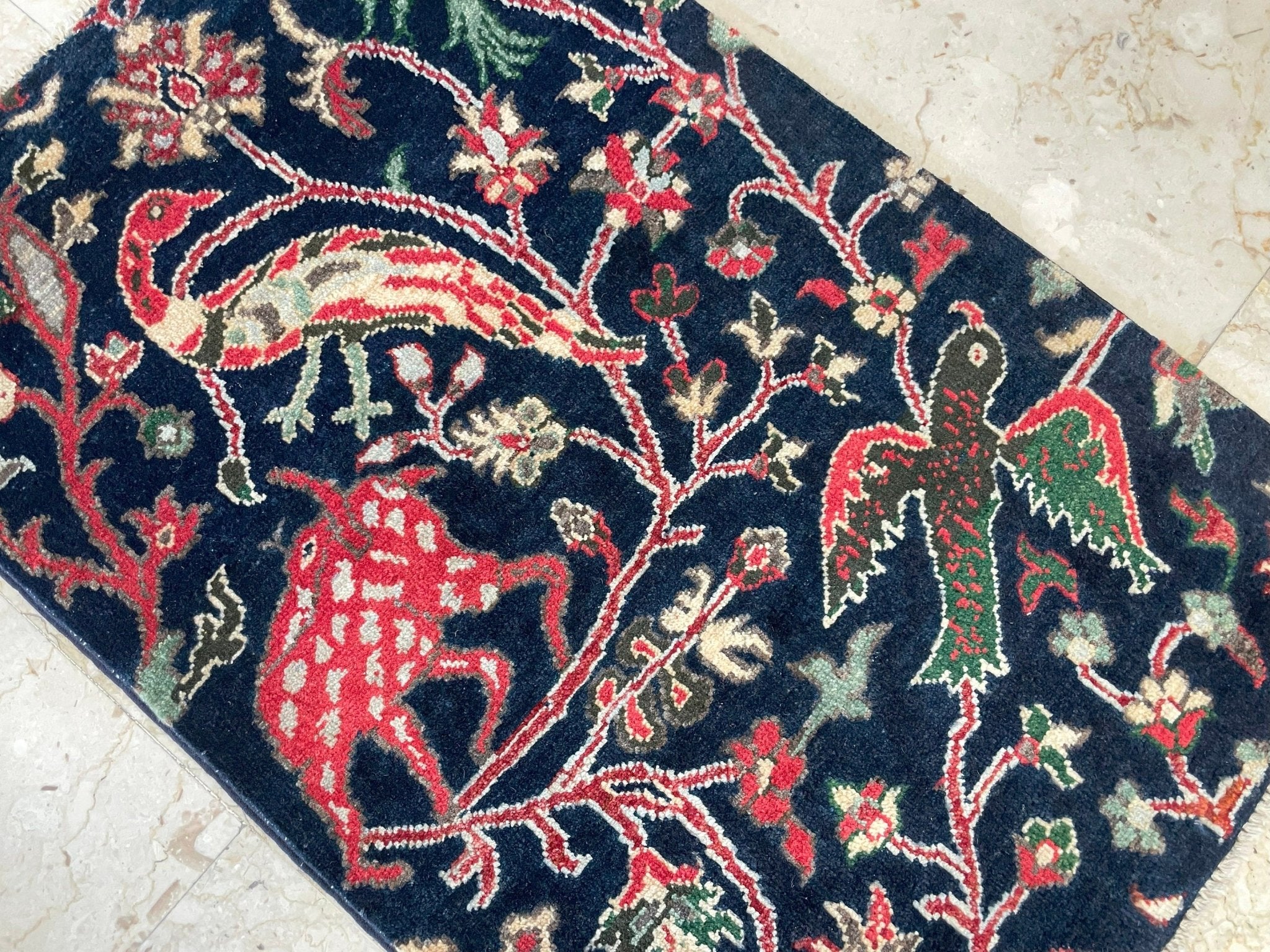 2x3 ft Blue Birds Doormat Rug, Afghan Hand Knotted Soft wool Rug, Bedroom Rug, Small Rug, Kitchen Rug, Kids Room Rug, Office Rug, Home Decor - Jerm Rugs - Handmade Afghan Rug - Jerm Rugs