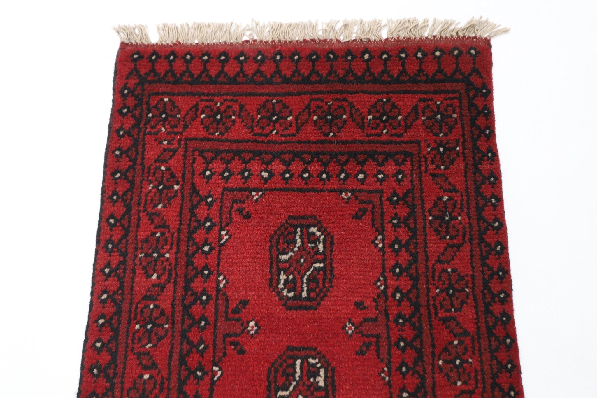 2x3 ft Bokhara Red Doormat Rug,1'9x3'4 ft Afghan Hand Knotted Rug, Bedroom Rug, Small Rug, Kitchen Rug, Kids Room Rug, Bathroom Rug - Jerm Rugs - Handmade Afghan Rug - Jerm Rugs