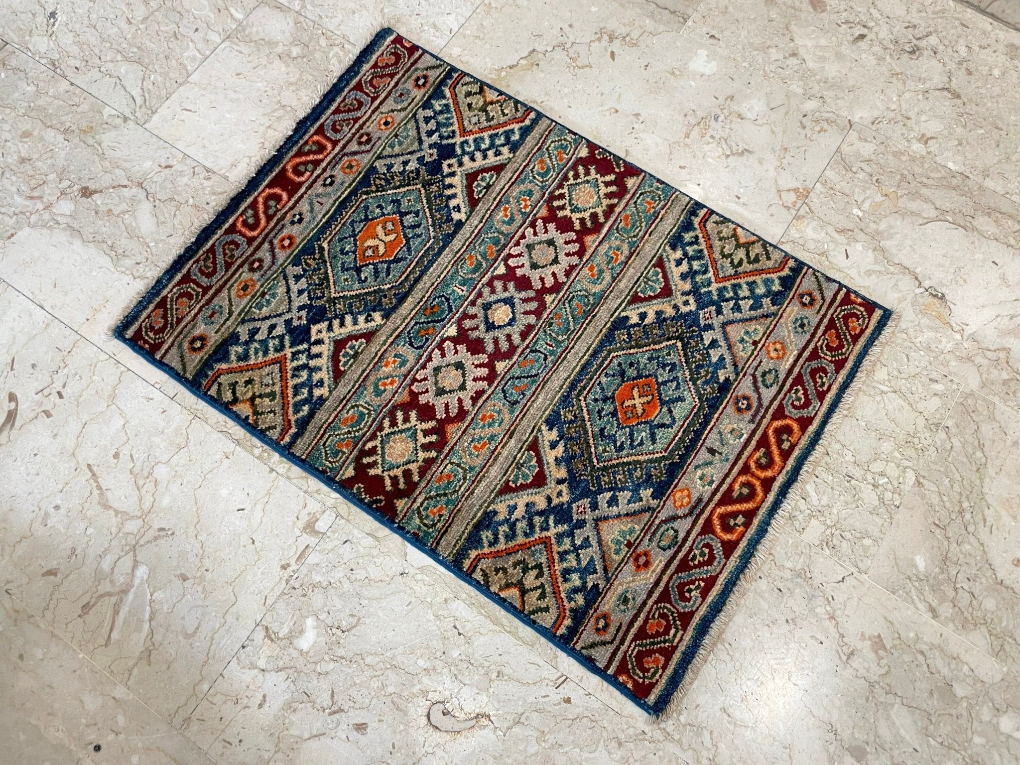 2x3 ft Turkish Style Doormat Rug, Afghan Hand Knotted wool Rug, Bedroom Rug, Small Rug, Kitchen Rug, Kids Room Rug, Office Rug, Bathroom Rug