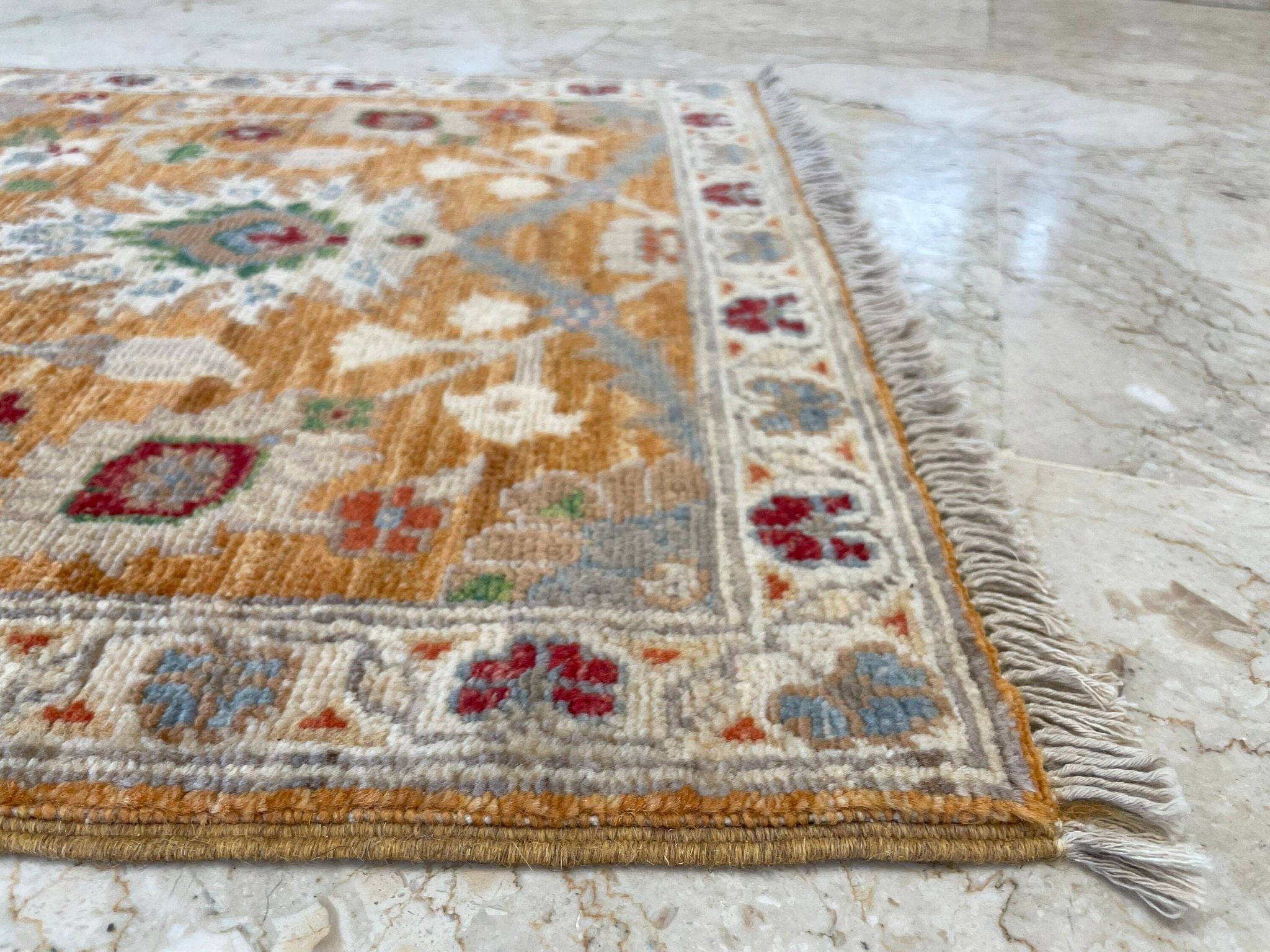 2x3 ft Zeigler Doormat Rug, 2'2x3'1 ft Afghan Hand Knotted Soft wool Rug, Bedroom Rug, Small Rug, Kitchen Rug, Kids Room Rug, Office Rug - Jerm Rugs - Handmade Afghan Rug - Jerm Rugs