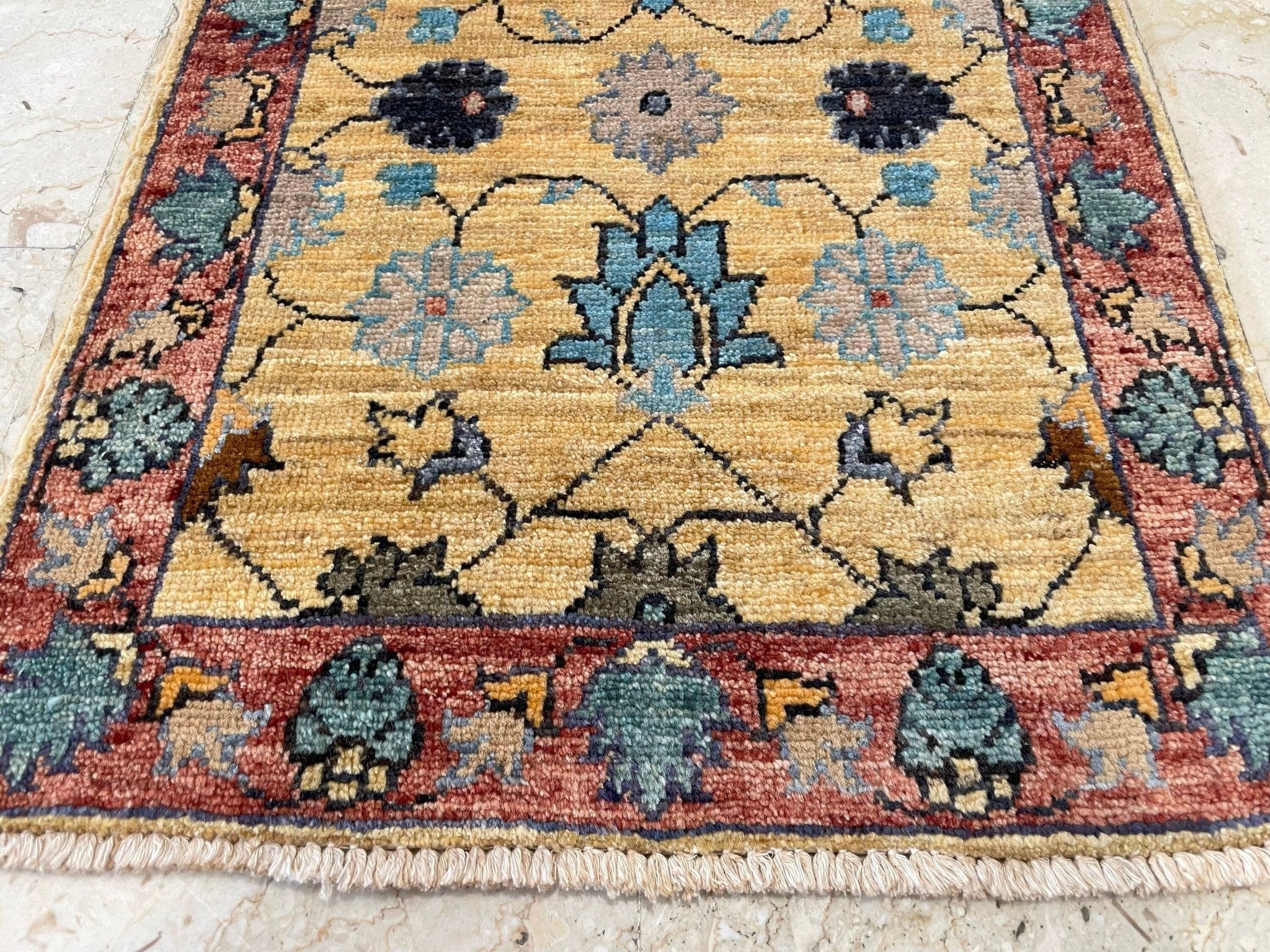 2x3 ft Zeigler Doormat Rug, Afghan Hand Knotted Soft wool Rug, Bedroom Rug, Small Rug, Kitchen Rug, Kids Room Rug, Office Rug, bathroom Rug - Jerm Rugs - Handmade Afghan Rug - Jerm Rugs