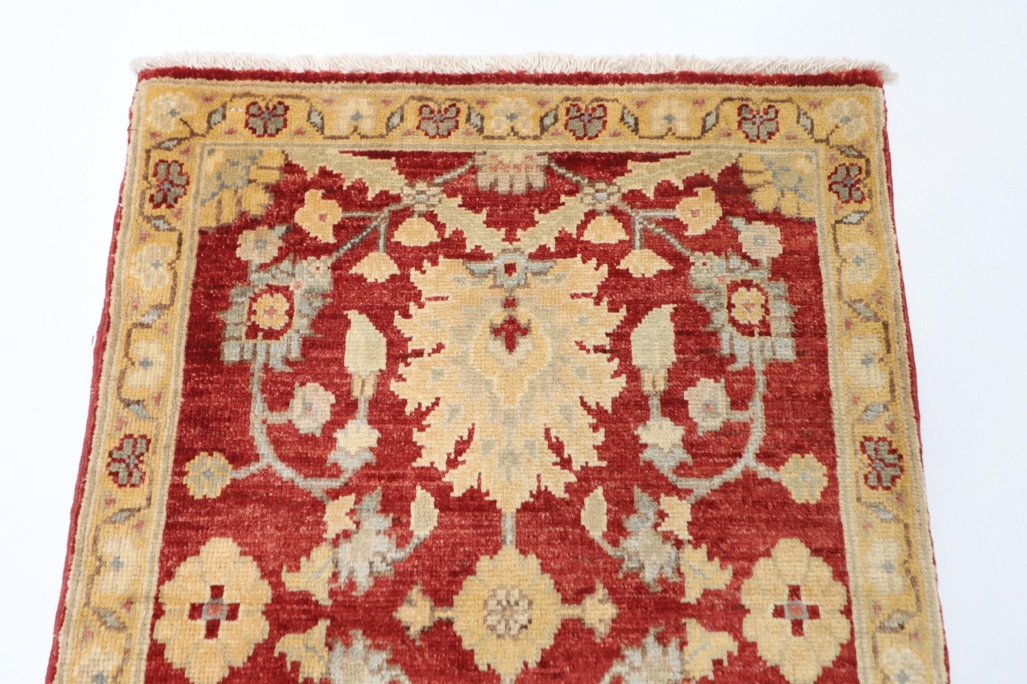 2x3 ft Zeigler Red Doormat Rug, Afghan Hand Knotted Rug, Bedroom Rug, Small Rug, Kitchen Rug, Kids Room Rug, Office Rug, Bathroom Rug - Jerm Rugs - Handmade Afghan Rug - Jerm Rugs