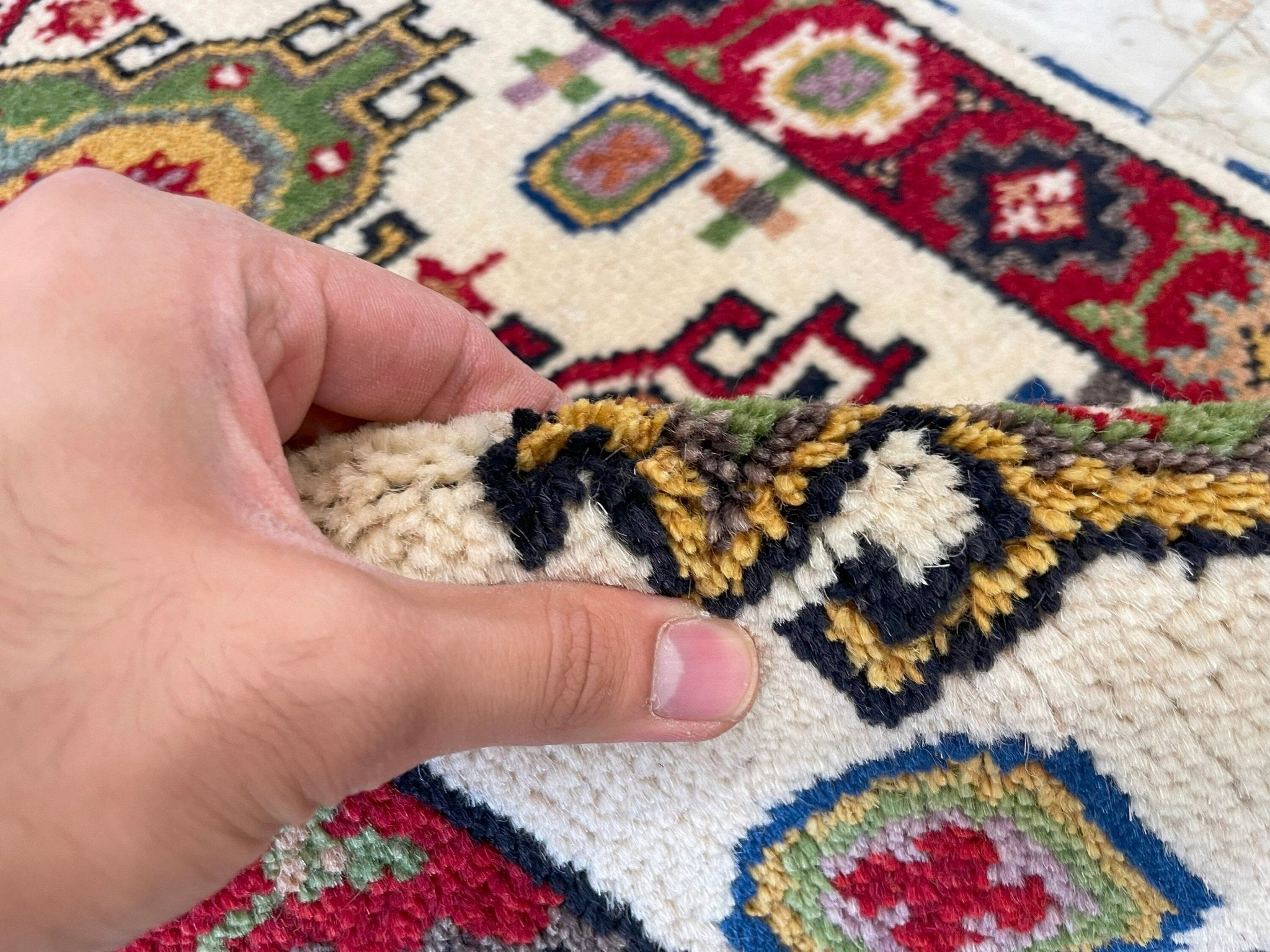 2x4 ft Kazak Doormat Rug, 2'2x3'10 ft Afghan Hand Knotted Soft wool Rug, Bedroom Rug, Small Rug, Kitchen Rug, Kids Room Rug, Office Rug - Jerm Rugs - Handmade Afghan Rug - Jerm Rugs