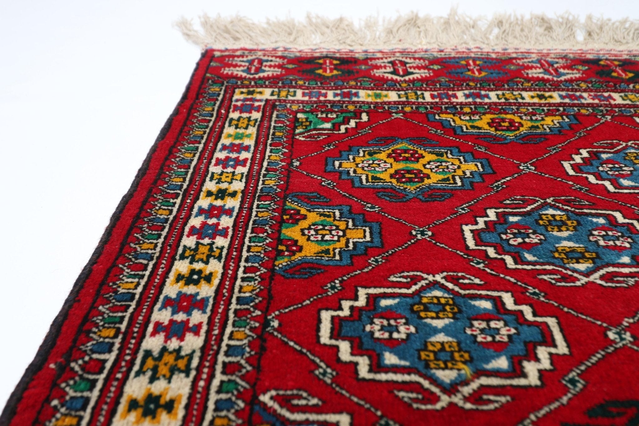 2x5 ft Red Bokhara Tribal Doormat Rug,2'2x4'9 ft Afghan Hand Knotted Rug, Bedroom Rug, Kitchen Rug, Kids Room Rug, , Bathroom Rug, Boha Rug, - Jerm Rugs - Handmade Afghan Rug - Jerm Rugs