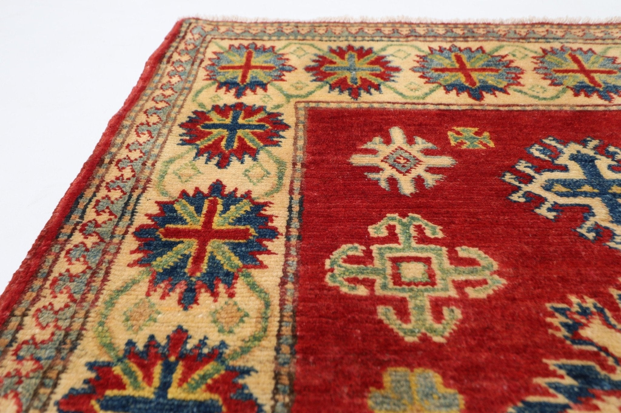 3x4 ft Kazak Red Tribal Area Rug, Afghan Hand knotted Rug, Tribal Rug, Rug For Living Room, Kids Room Rug, bedroom Rug, Entryway Rug - Jerm Rugs - Handmade Afghan Rug - Jerm Rugs