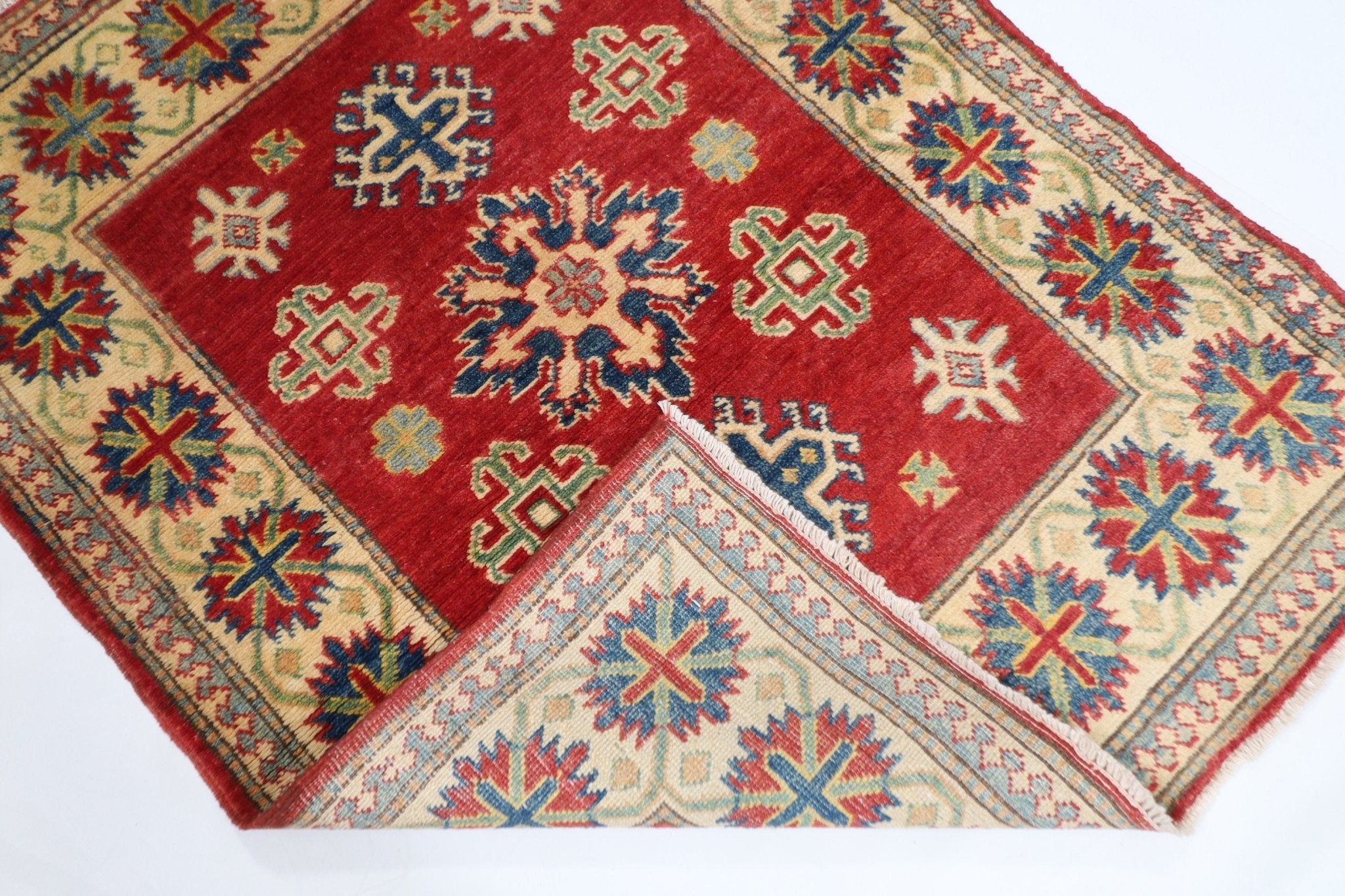 3x4 ft Kazak Red Tribal Area Rug, Afghan Hand knotted Rug, Tribal Rug, Rug For Living Room, Kids Room Rug, bedroom Rug, Entryway Rug - Jerm Rugs - Handmade Afghan Rug - Jerm Rugs