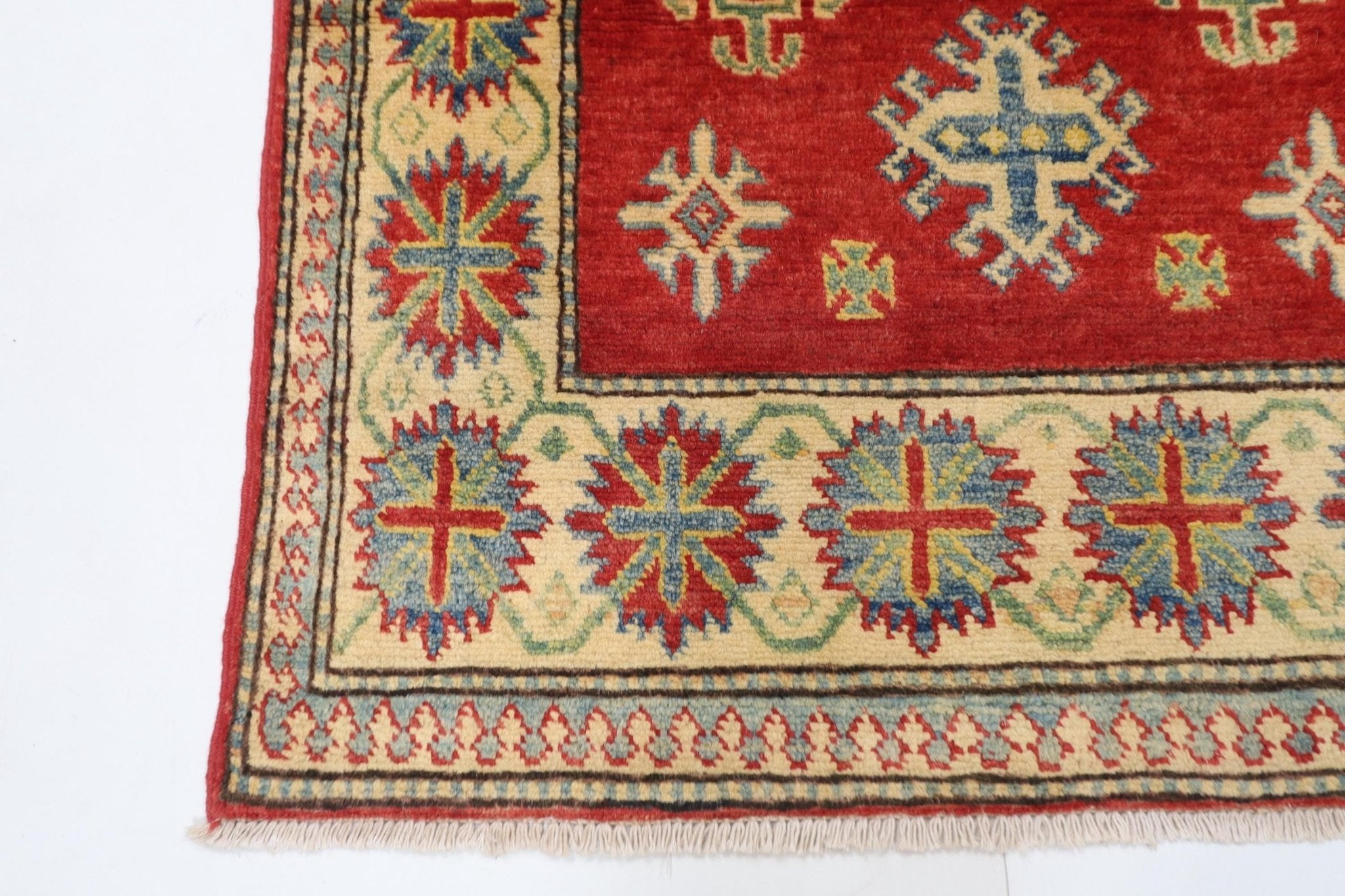 3x4 ft Kazak Red Tribal Doormat Rug, Afghan Hand Knotted Rug, Bedroom Rug, Kitchen Rug, Kids Room Rug, Small Rug, Bathroom Rug, Boha Rug, - Jerm Rugs - Handmade Afghan Rug - Jerm Rugs