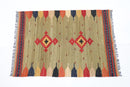 3x4 ft Mogul kilim Flat Weaved 2'8x3'10 ft Afghan Hand Knotted Kilim, Rug For Living Room, Home Decor, Entryway Rug, Rug for Bathroom, - Jerm Rugs - Handmade Afghan Rug - Jerm Rugs