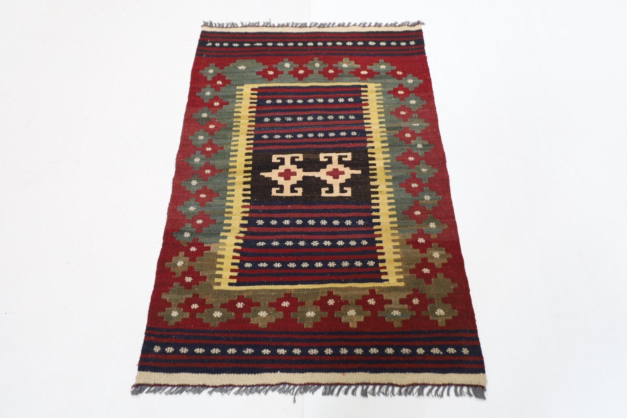 3x4 ft Mogul Kilim Flat Weaved 2'8x4 ft Afghan Hand Knotted Kilim, Rug For Living Room, Home Decor, Rug For Bedroom, Office Rug,Bathroom Rug