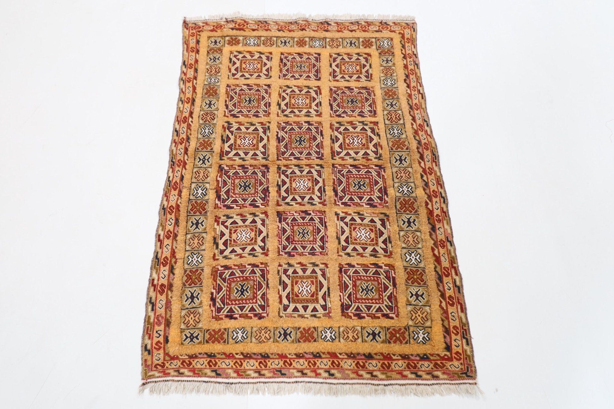 3x4 ft Tribal Flat Weaved Small Carpet Kilim | 2'7x3'11 ft Hand Knotted Kilim | Doormat Kilim | Afghan Rug | Sumak Kilim | Bathroom Kilim