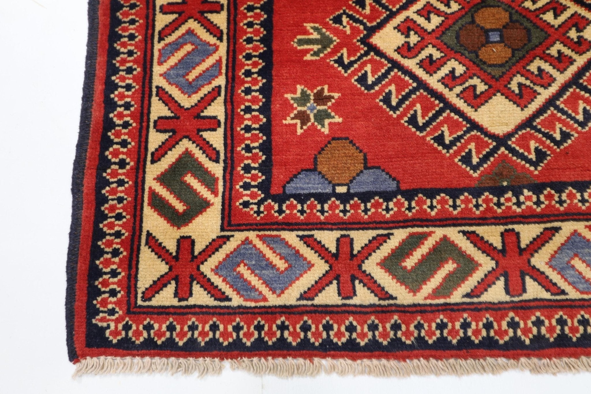 3x4 Red Kazak Doormat Rug 2'9x4 ft Afghan Hand Knotted Rug | Rug For Living Room | Home Decoration | Kids room Rug | bathroom Rug | - Jerm Rugs - Handmade Afghan Rug - Jerm Rugs