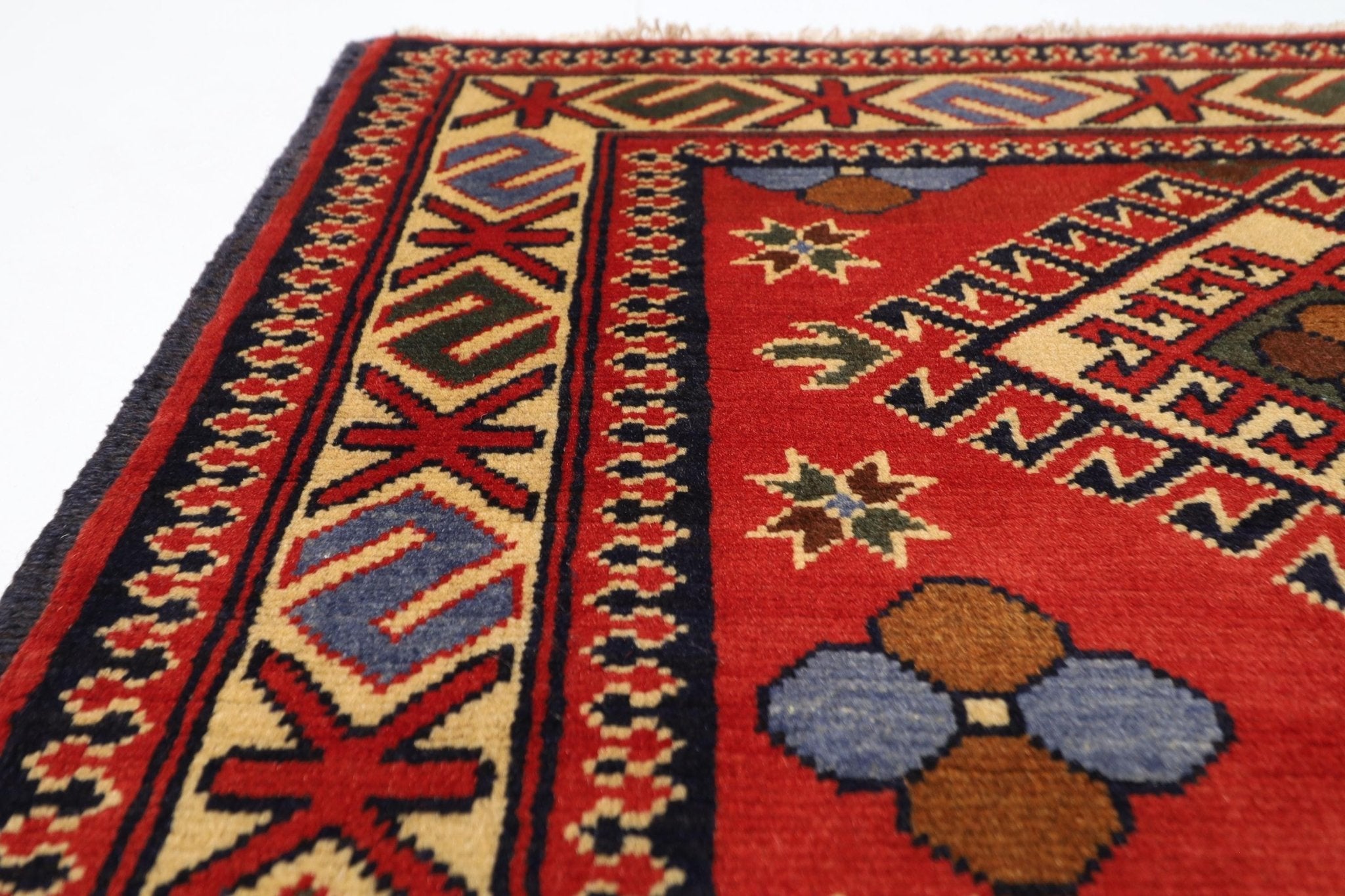 3x4 Red Kazak Doormat Rug 2'9x4 ft Afghan Hand Knotted Rug | Rug For Living Room | Home Decoration | Kids room Rug | bathroom Rug | - Jerm Rugs - Handmade Afghan Rug - Jerm Rugs