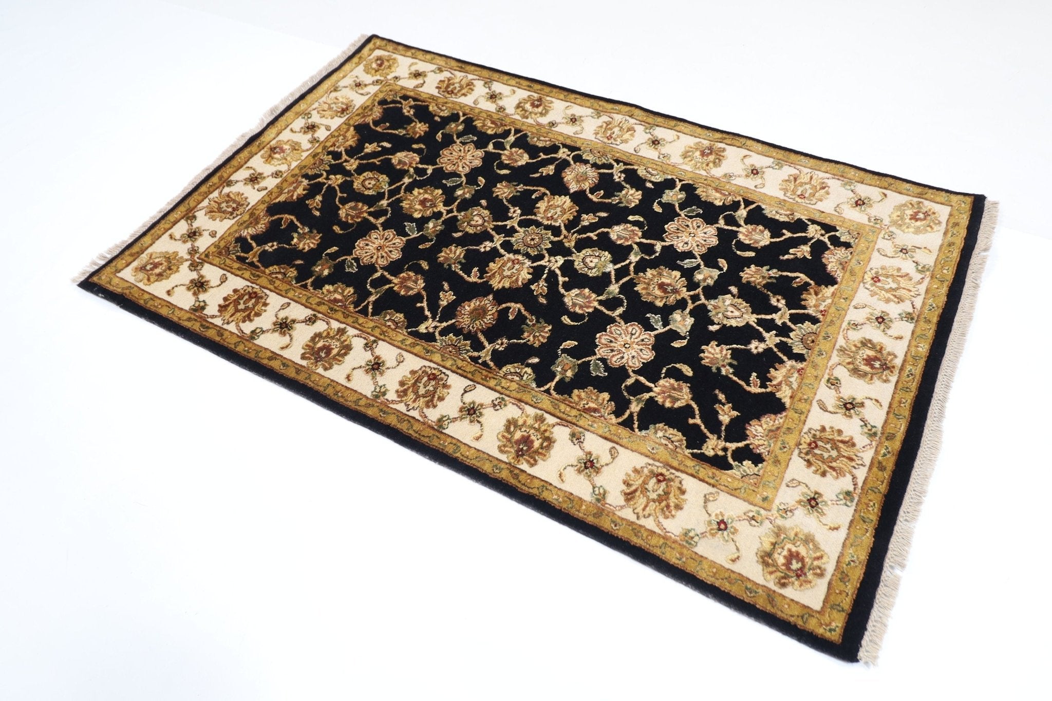 Afghan Hand - Knotted Silk Wool Rug - 3'11x6'1 ft (120x185 cm) - Jerm Rugs - Handmade Afghan Rug - Jerm Rugs