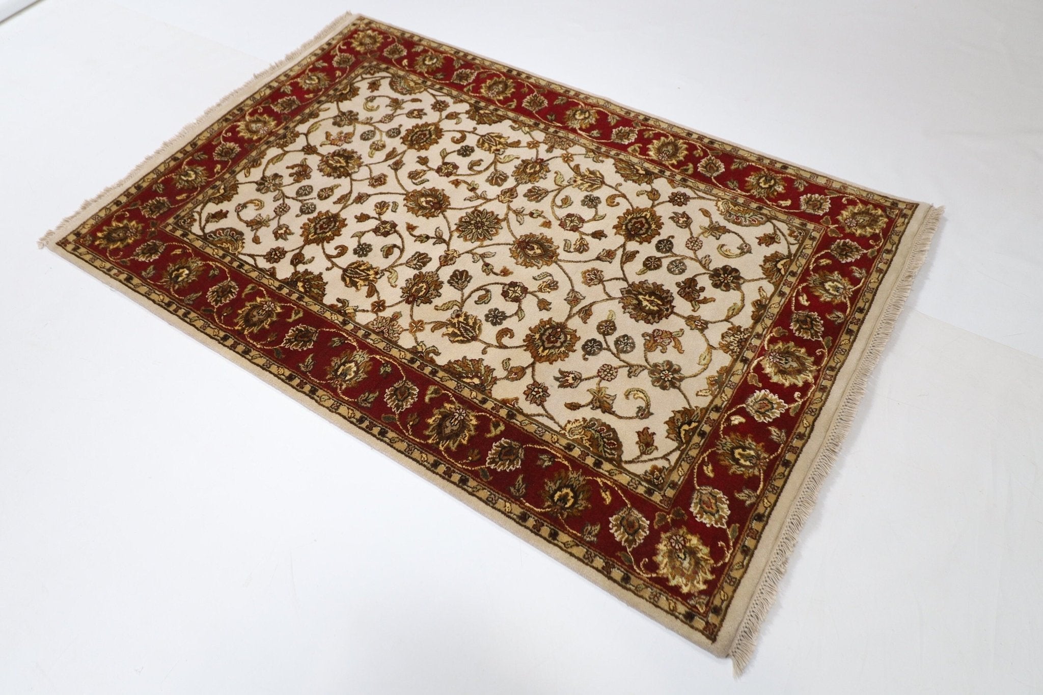 Afghan Hand - Knotted Silk Wool Rug - 4'1" x 6'1" (124 x 184 cm) - Jerm Rugs - Handmade Afghan Rug - Jerm Rugs