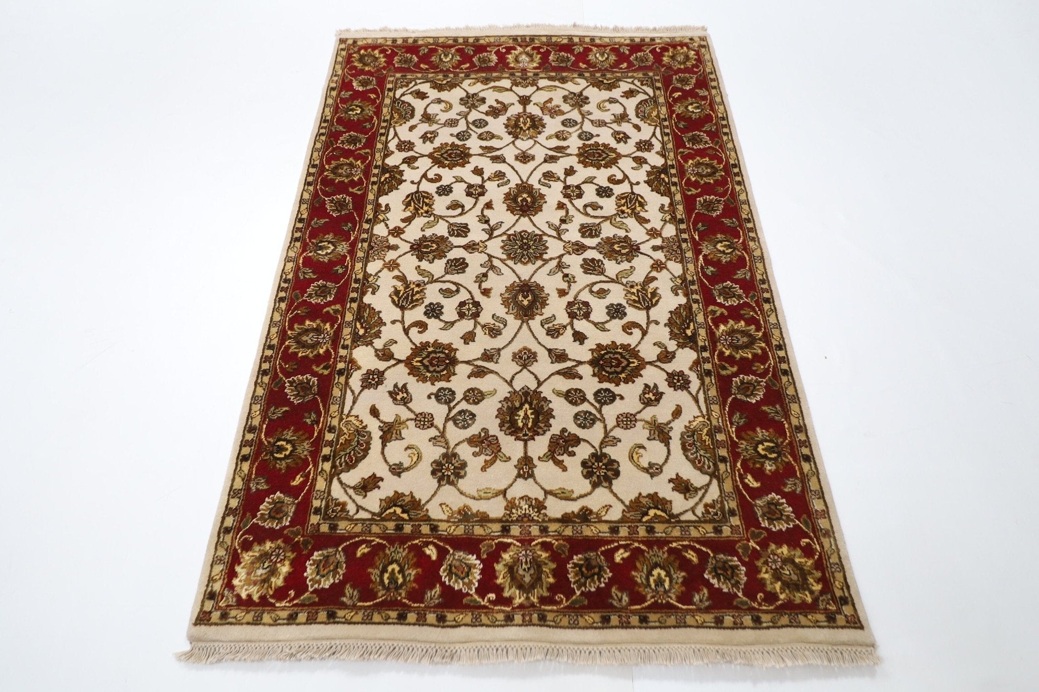 Afghan Hand - Knotted Silk Wool Rug - 4'1" x 6'1" (124 x 184 cm) - Jerm Rugs - Handmade Afghan Rug - Jerm Rugs