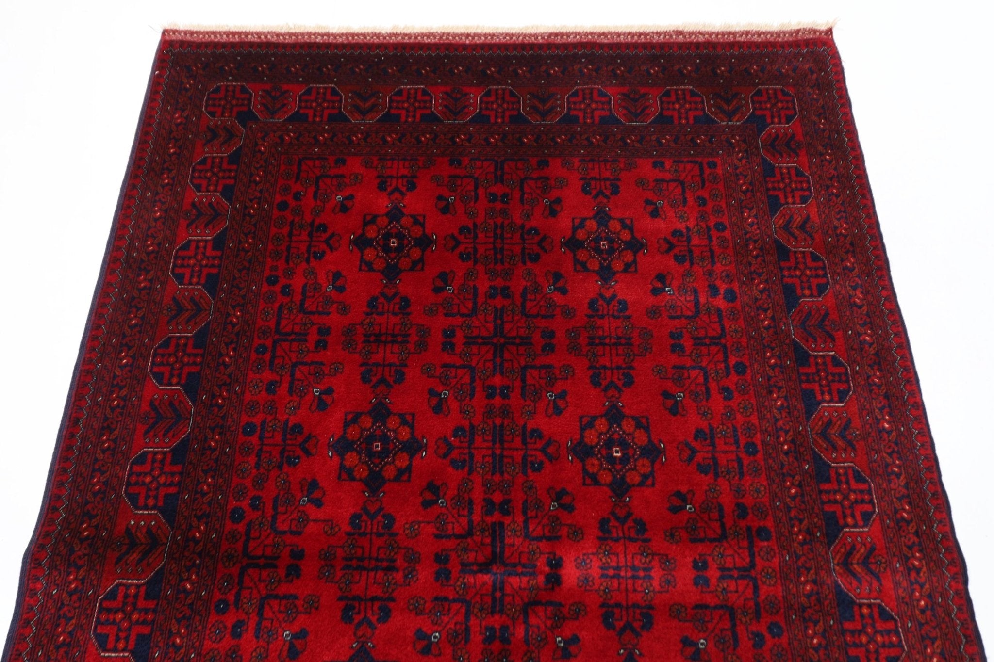 Afghan Hand Knotted Wool Oriental Rug - 132 x 202 cm - Jerm Rugs - Handmade Afghan Rug - Jerm Rugs