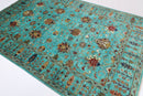 Afghan Sultani - 6'2" x 9'1" (186 x 276 cm) Turquoise Area Rug - Jerm Rugs - Handmade Afghan Rug - Jerm Rugs