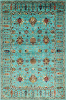 Afghan Sultani - 6'2" x 9'1" (186 x 276 cm) Turquoise Area Rug - Jerm Rugs - Handmade Afghan Rug - Jerm Rugs