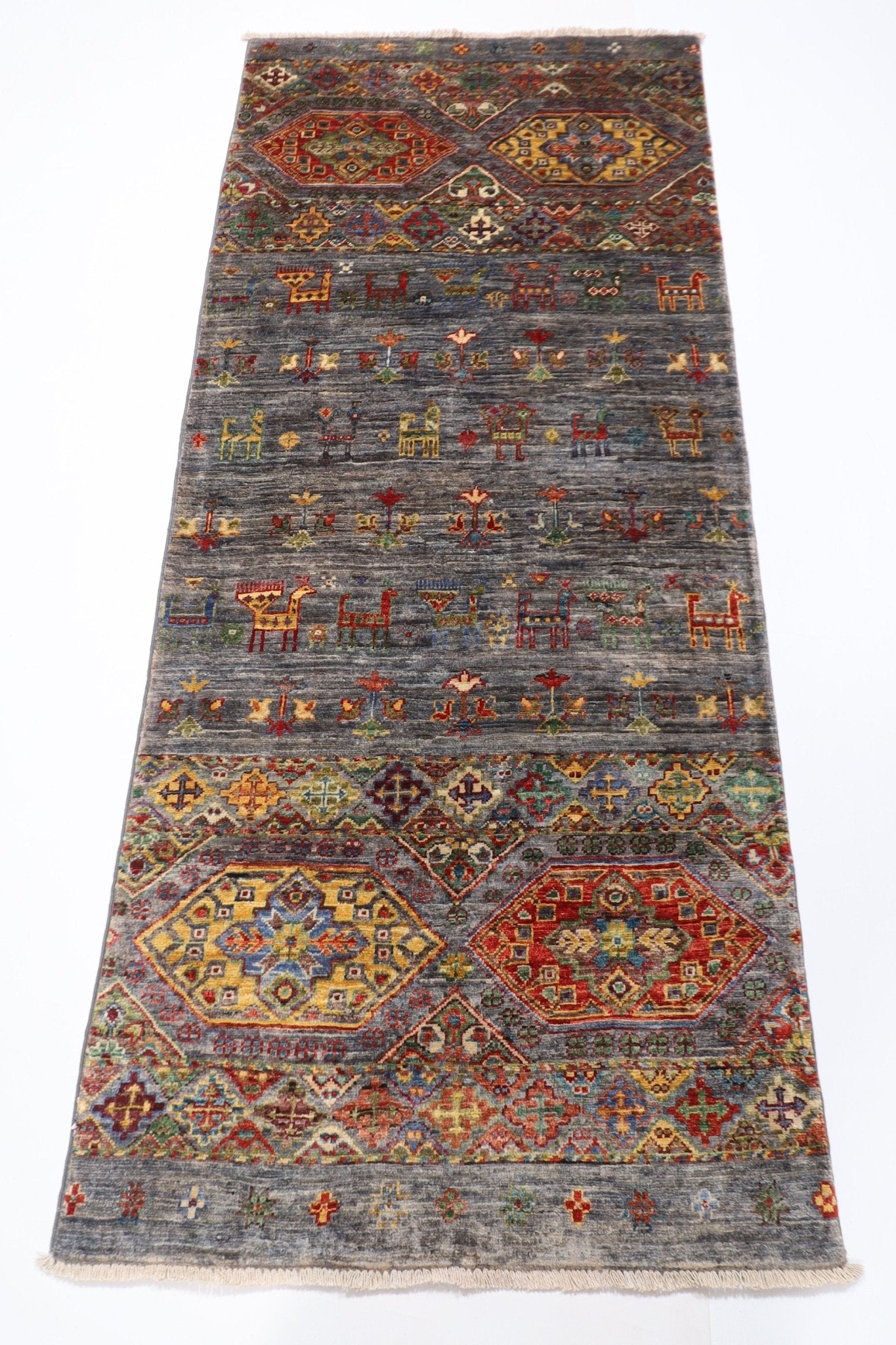 Afghan Tribal Hand-Knotted Wool Rug - 83 x 192 cm