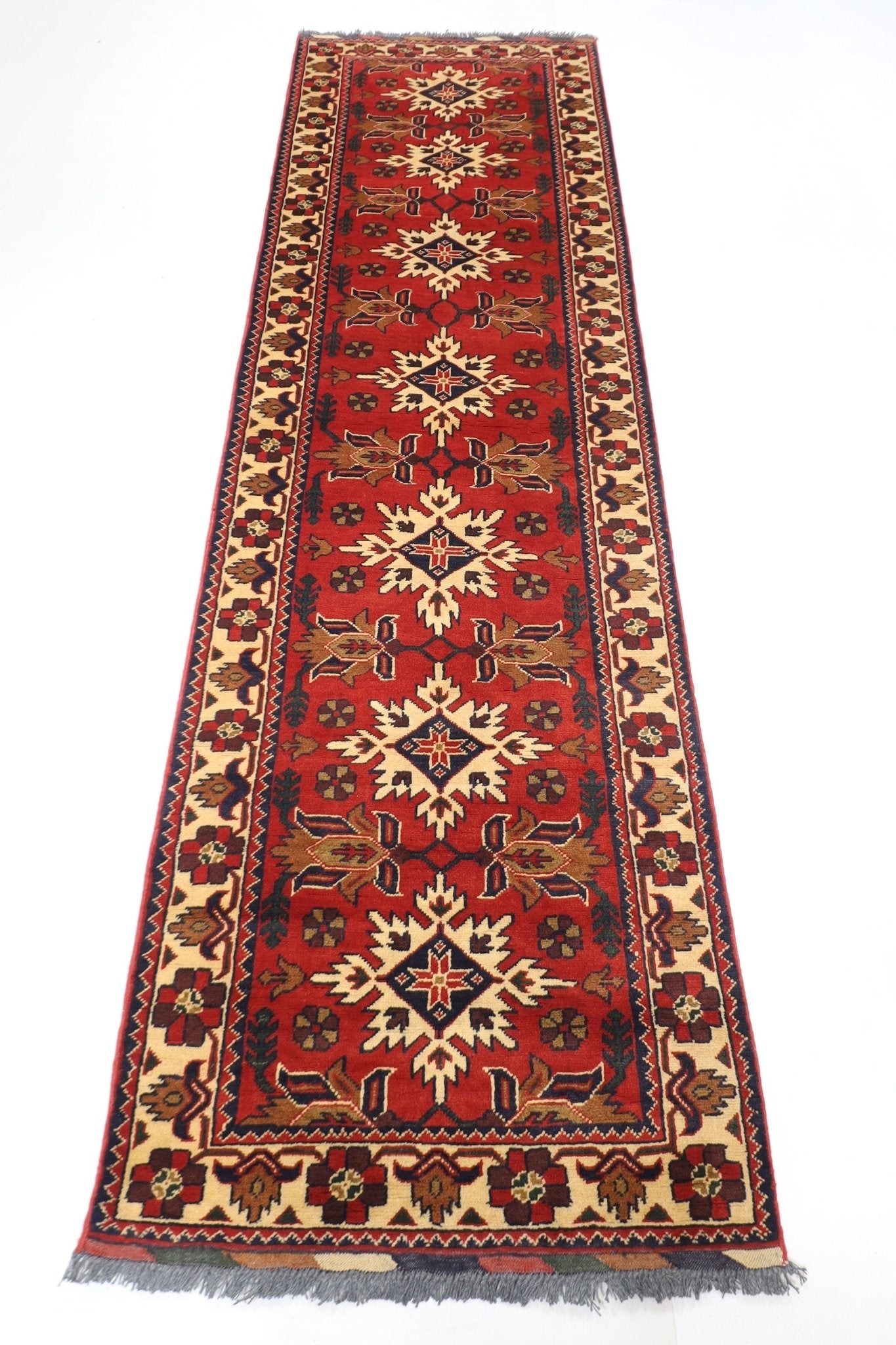 Afghan Tribal Hand - Knotted Wool Rug - 85 x 292 cm - Jerm Rugs - Jerm Rugs