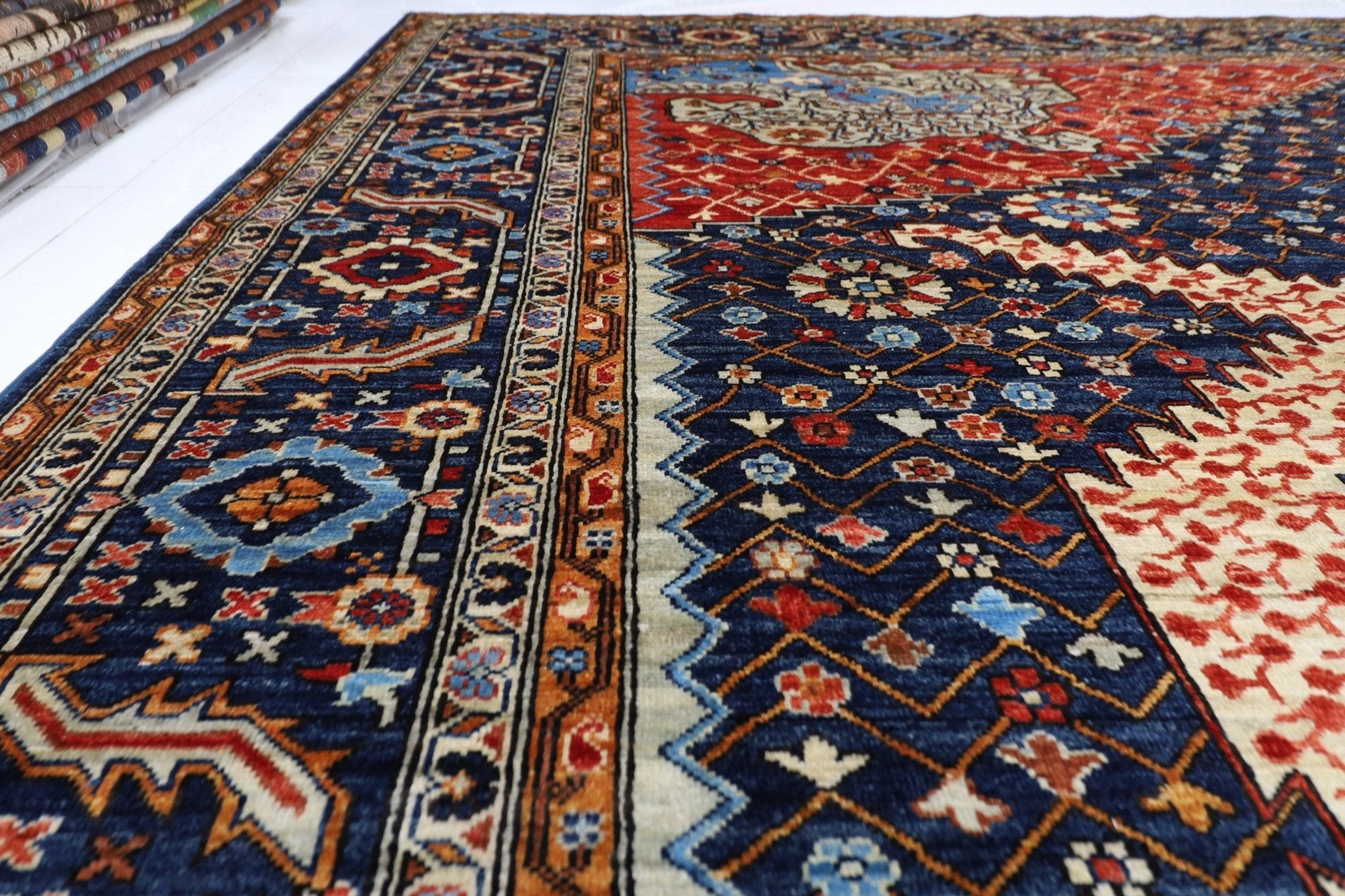 Aryana 12x15 ft Hariz Blue Area Rug, Afghan Hand knotted Veg Dye Wool Rug, living room Rug, Large Size Rug, Bedroom Rug,Dining Room Rug - Jerm Rugs - Jerm Rugs