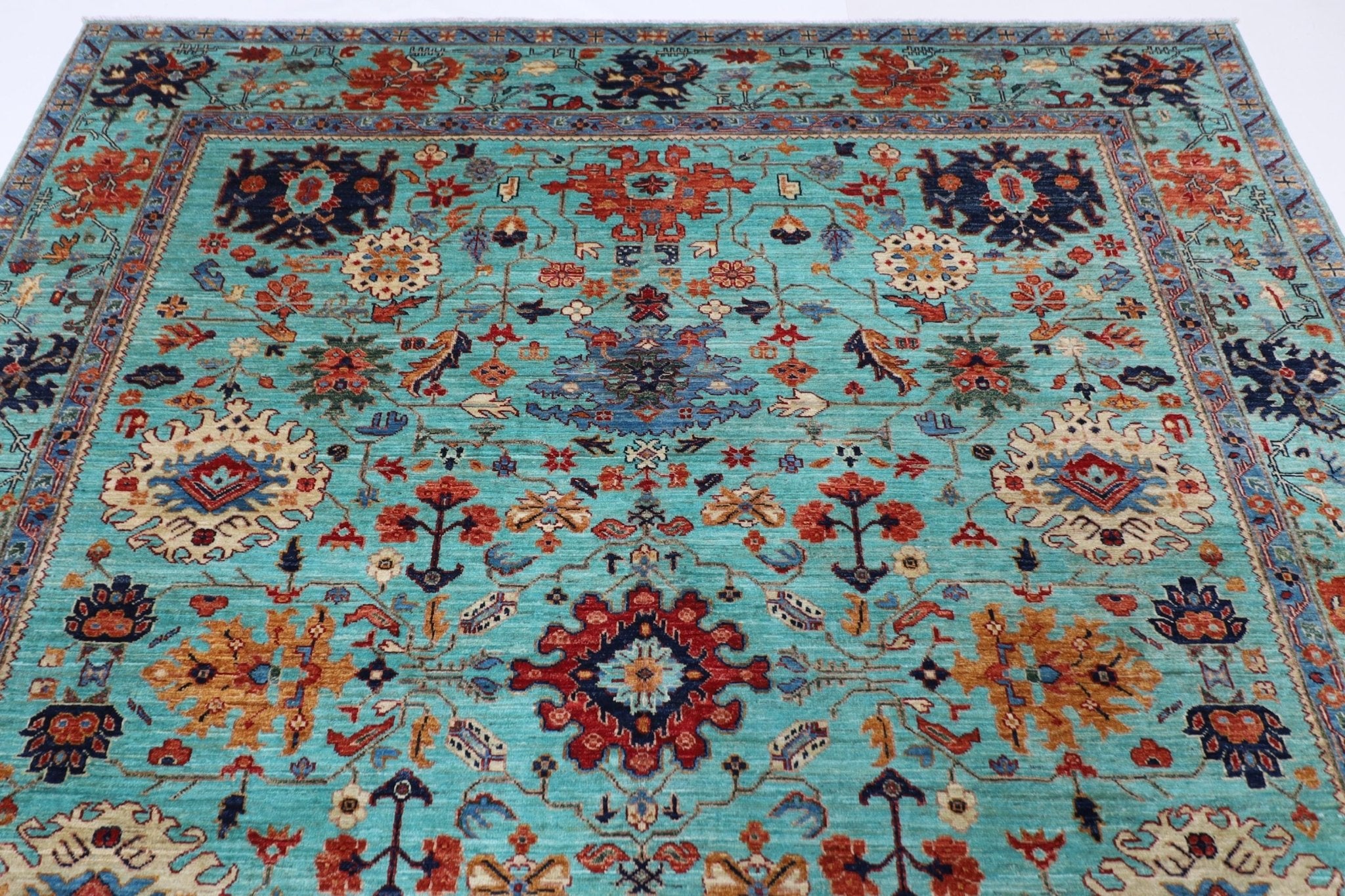 Bidjar - 245 x 296 cm, 8.1 x 9.9 ft Hand - Knotted Afghan Wool Area Rug - Jerm Rugs - Jerm Rugs