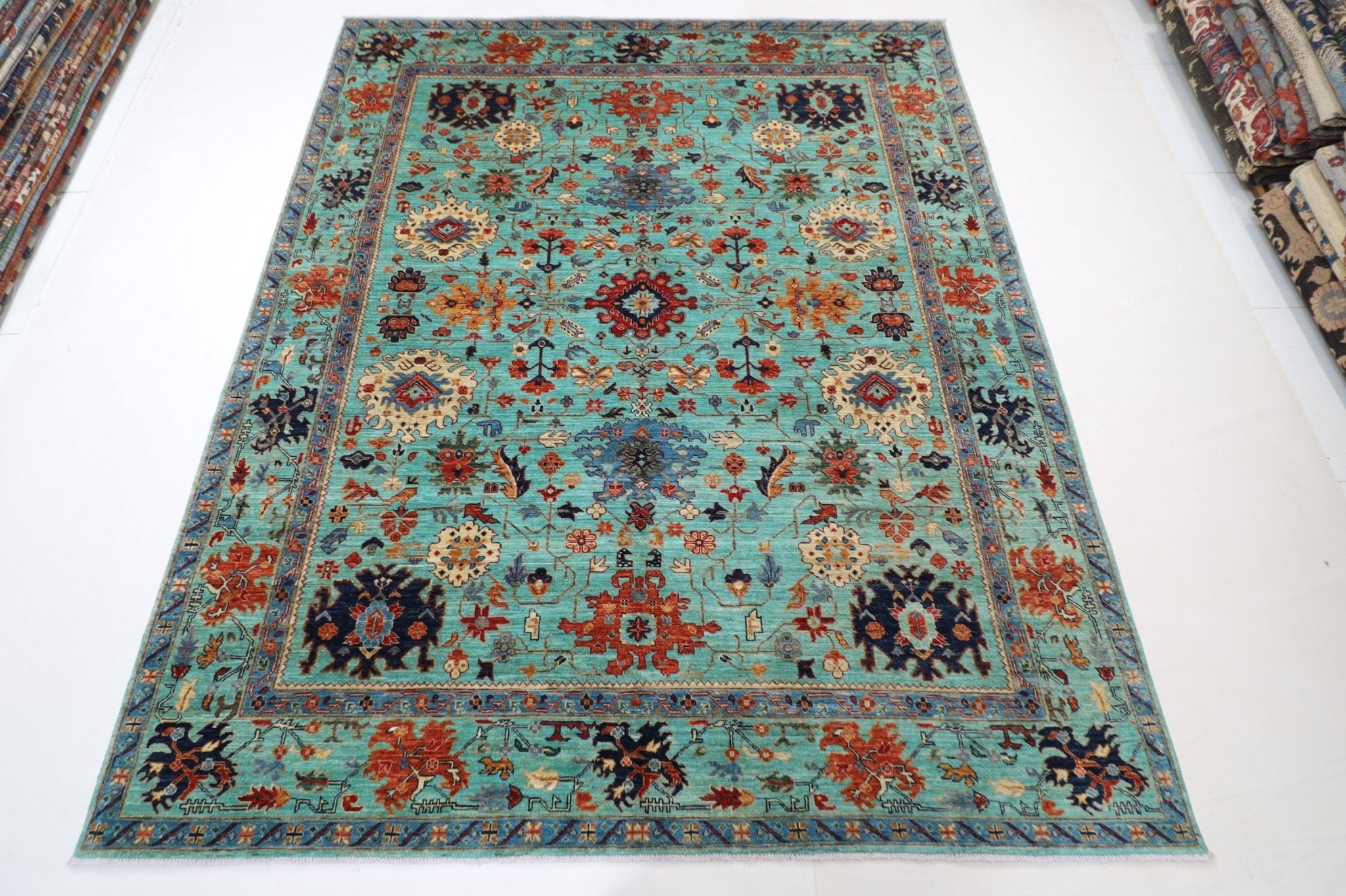 Bidjar - 245 x 296 cm, 8.1 x 9.9 ft Hand - Knotted Afghan Wool Area Rug - Jerm Rugs - Jerm Rugs