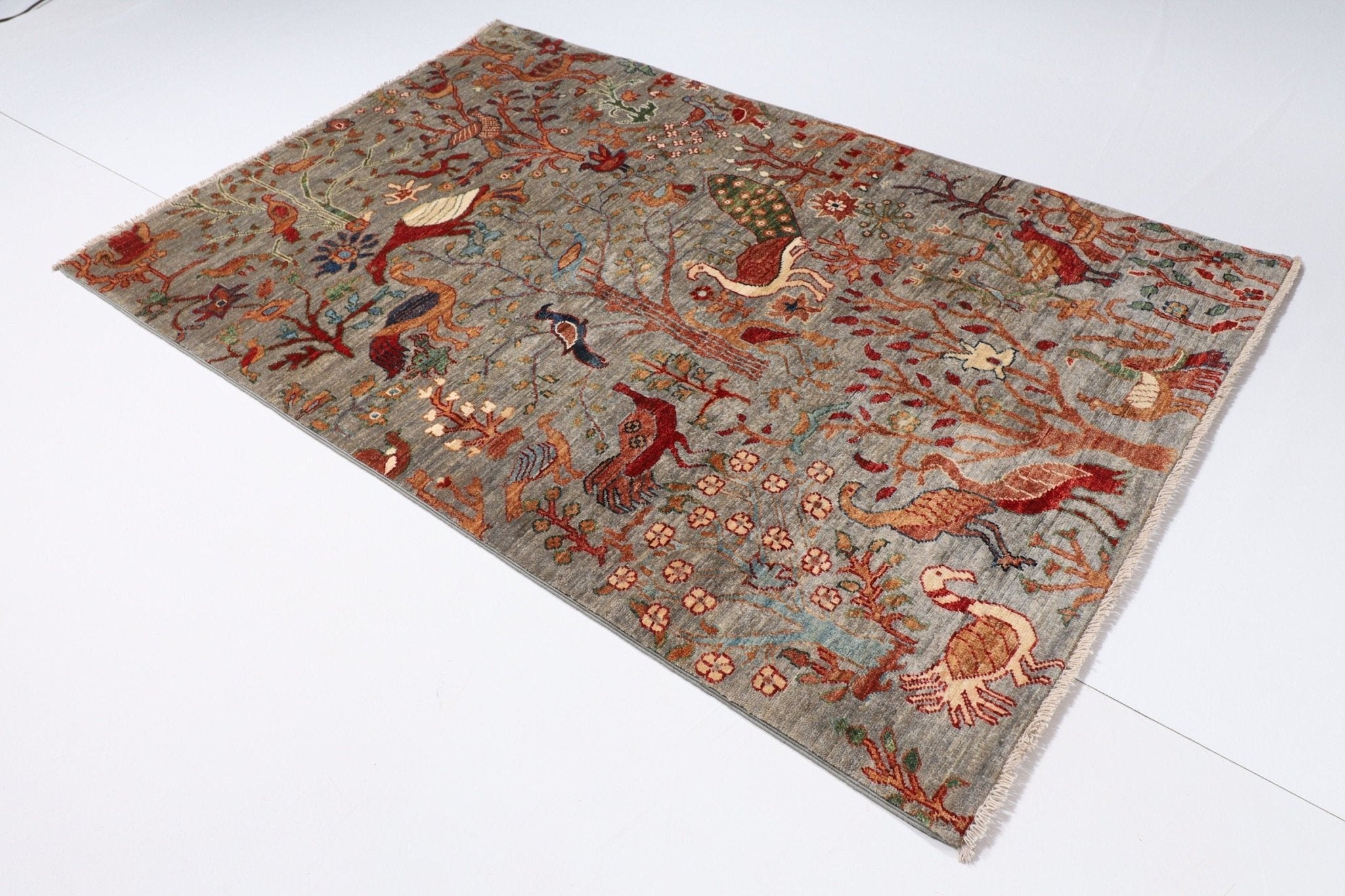 Birds - 120x182 cm (4x6 ft) Hand Knotted Rug - Jerm Rugs - Handmade Afghan Rug - Jerm Rugs