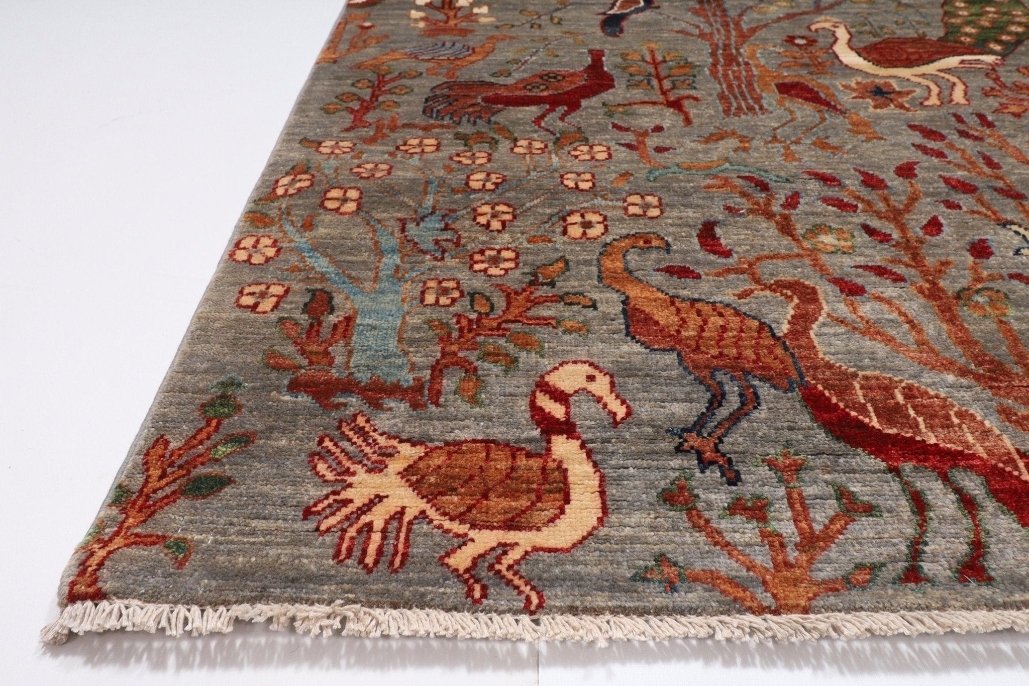 Birds - 120x182 cm (4x6 ft) Hand Knotted Rug - Jerm Rugs - Handmade Afghan Rug - Jerm Rugs