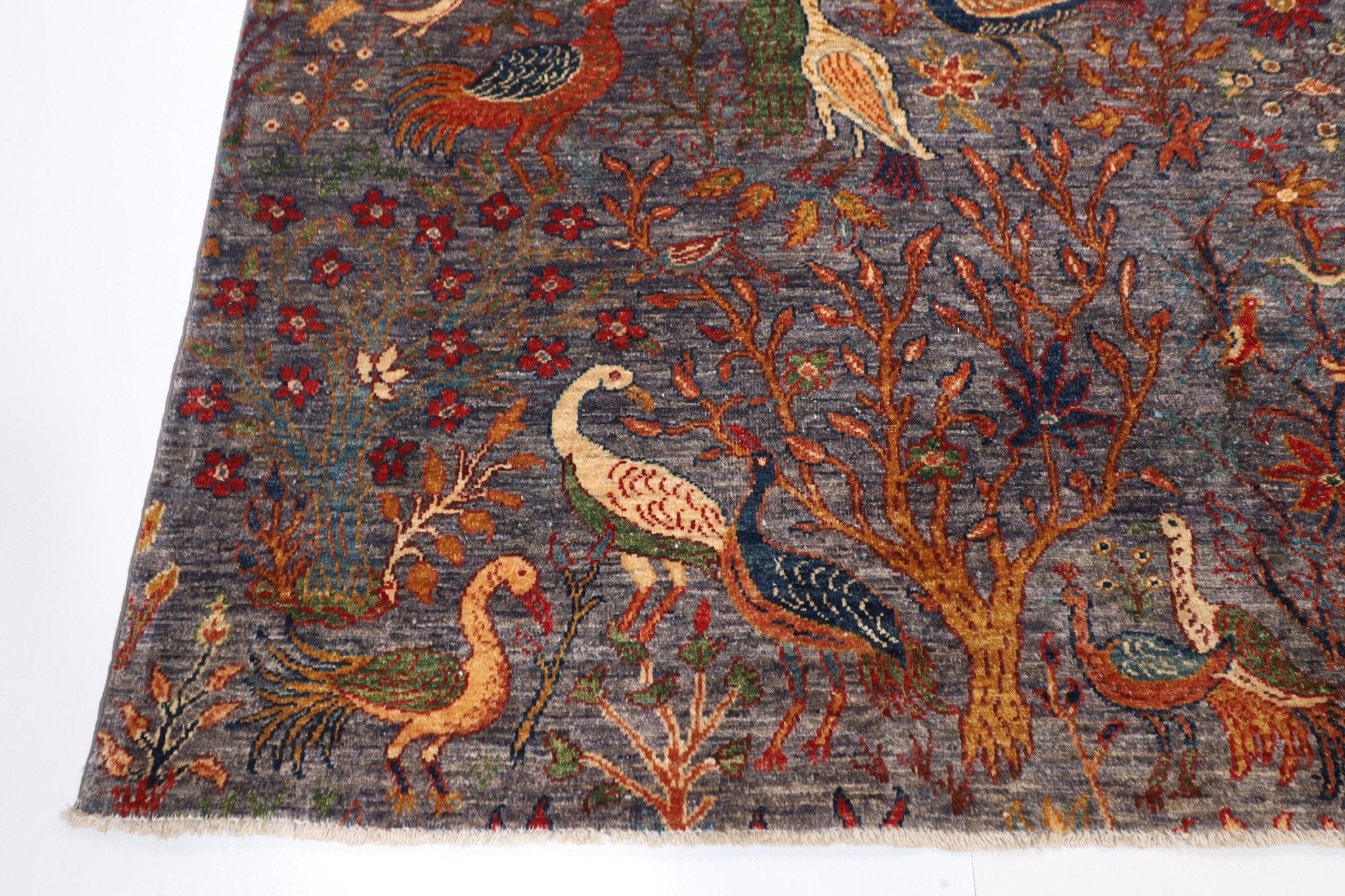 Birds - 201 x 297 cm, 6.8 x 9.9 ft Hand - Knotted Afghan Rug - Jerm Rugs - Jerm Rugs