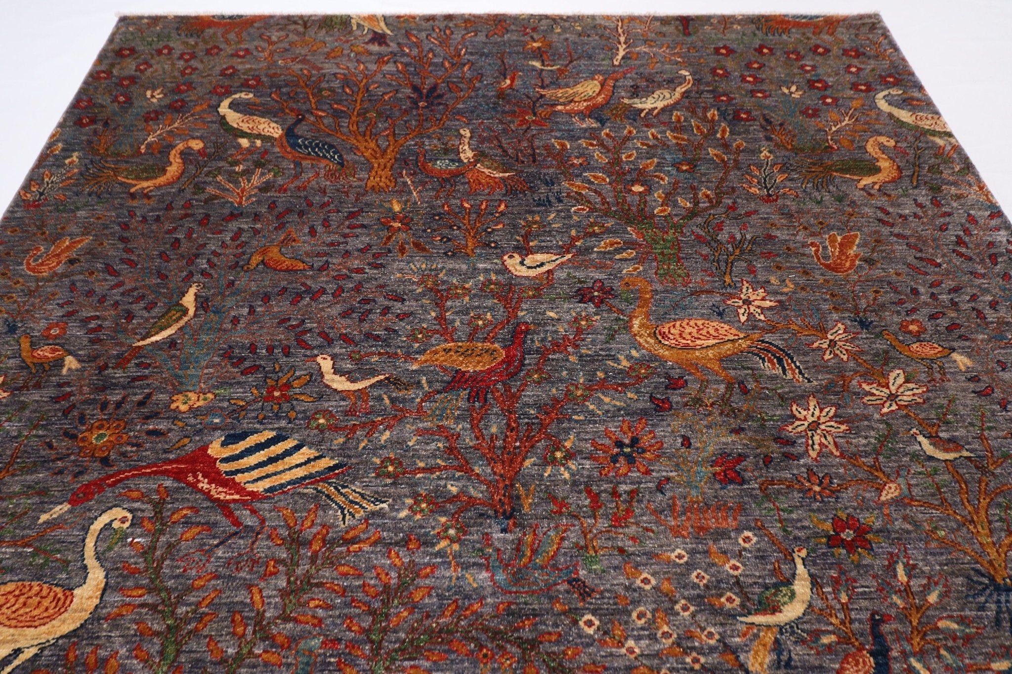 Birds - 201 x 297 cm, 6.8 x 9.9 ft Hand - Knotted Afghan Rug - Jerm Rugs - Jerm Rugs