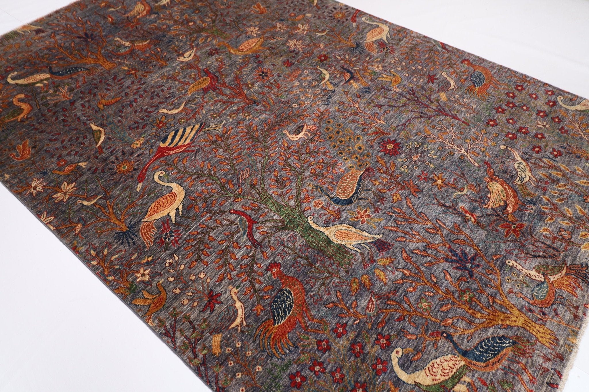 Birds - 201 x 297 cm, 6.8 x 9.9 ft Hand - Knotted Afghan Rug - Jerm Rugs - Jerm Rugs