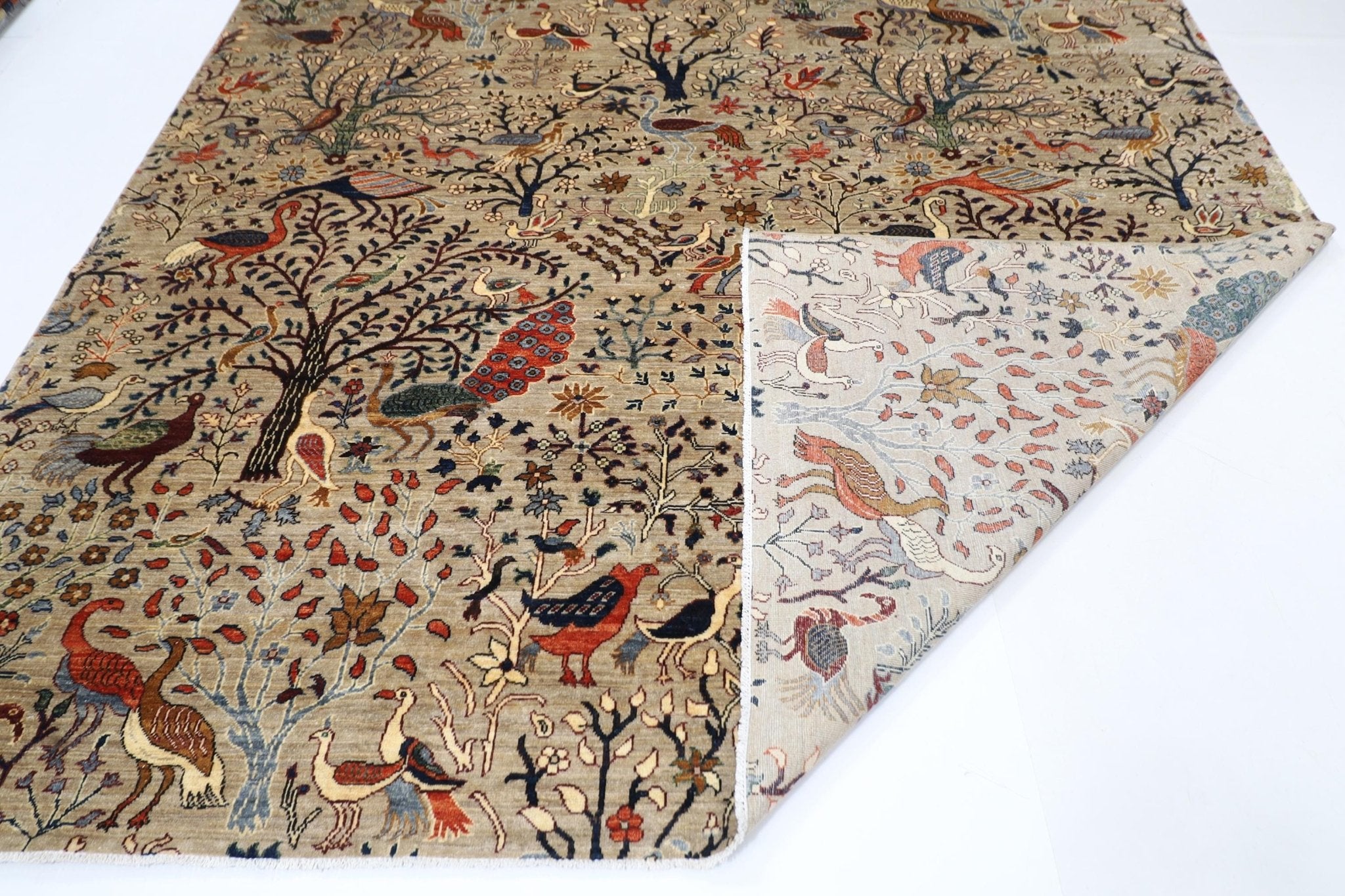 Birds - 269 x 354 cm, 8'10 x 11'8 ft Hand - Knotted Afghan Rug - Jerm Rugs - Jerm Rugs