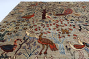 Birds - 269 x 354 cm, 8'10 x 11'8 ft Hand - Knotted Afghan Rug - Jerm Rugs - Jerm Rugs