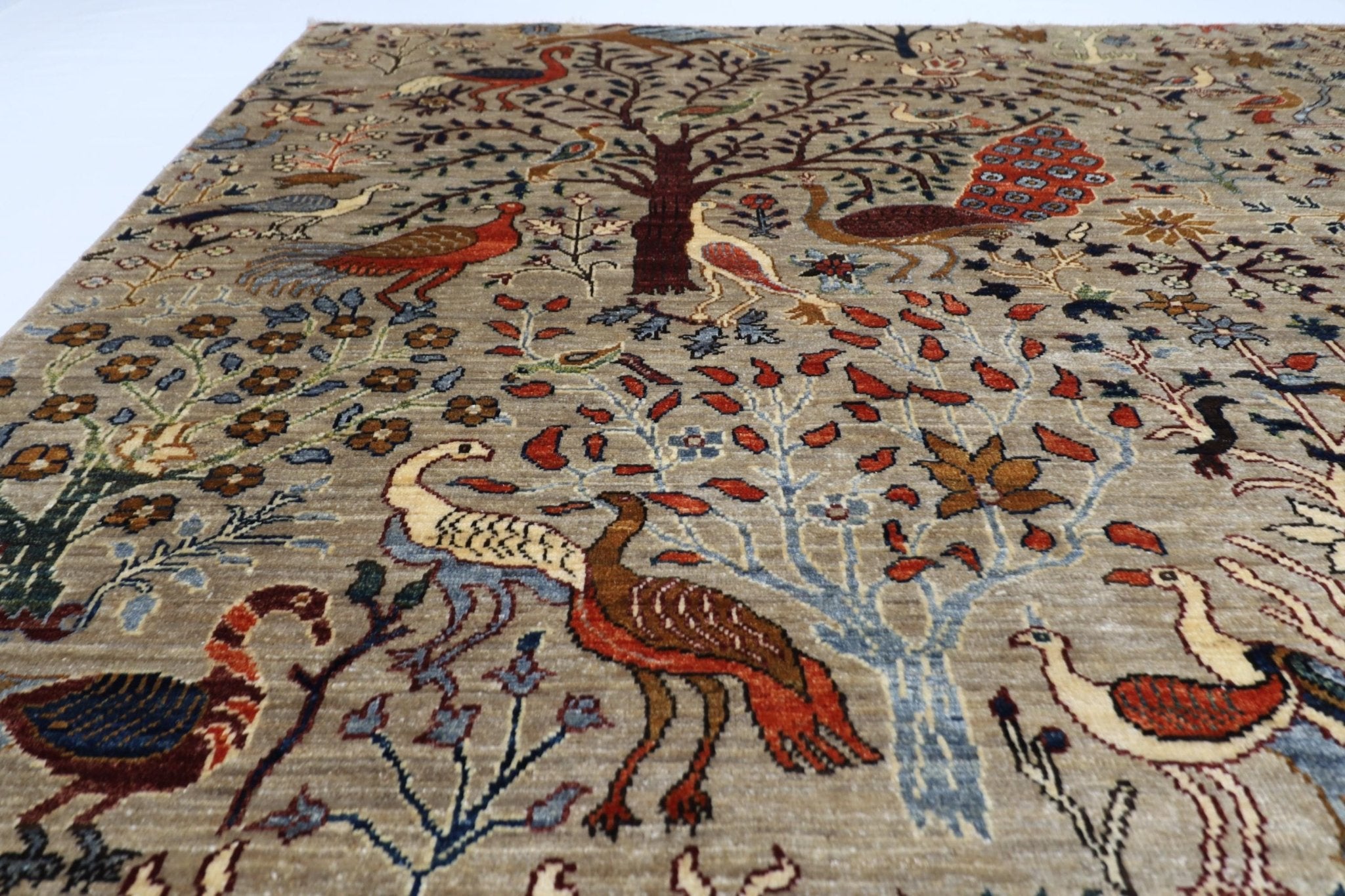 Birds - 269 x 354 cm, 8'10 x 11'8 ft Hand - Knotted Afghan Rug - Jerm Rugs - Jerm Rugs