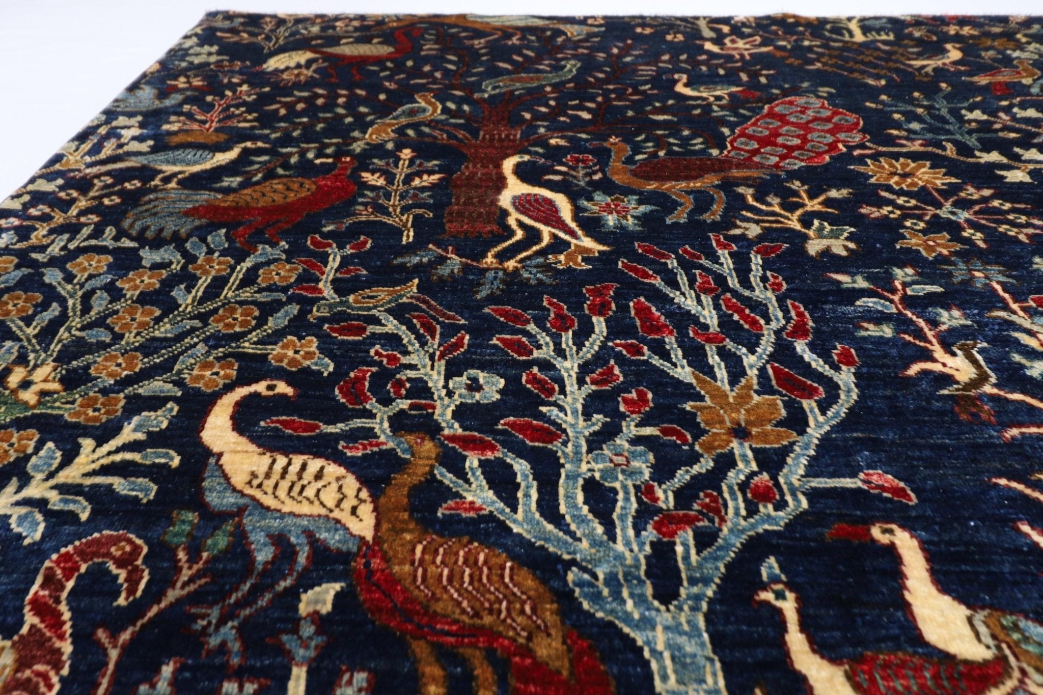 Birds - 275 x 355 cm, 9 x 11.8 ft Afghan Hand - Knotted Wool Area Rug - Jerm Rugs - Jerm Rugs