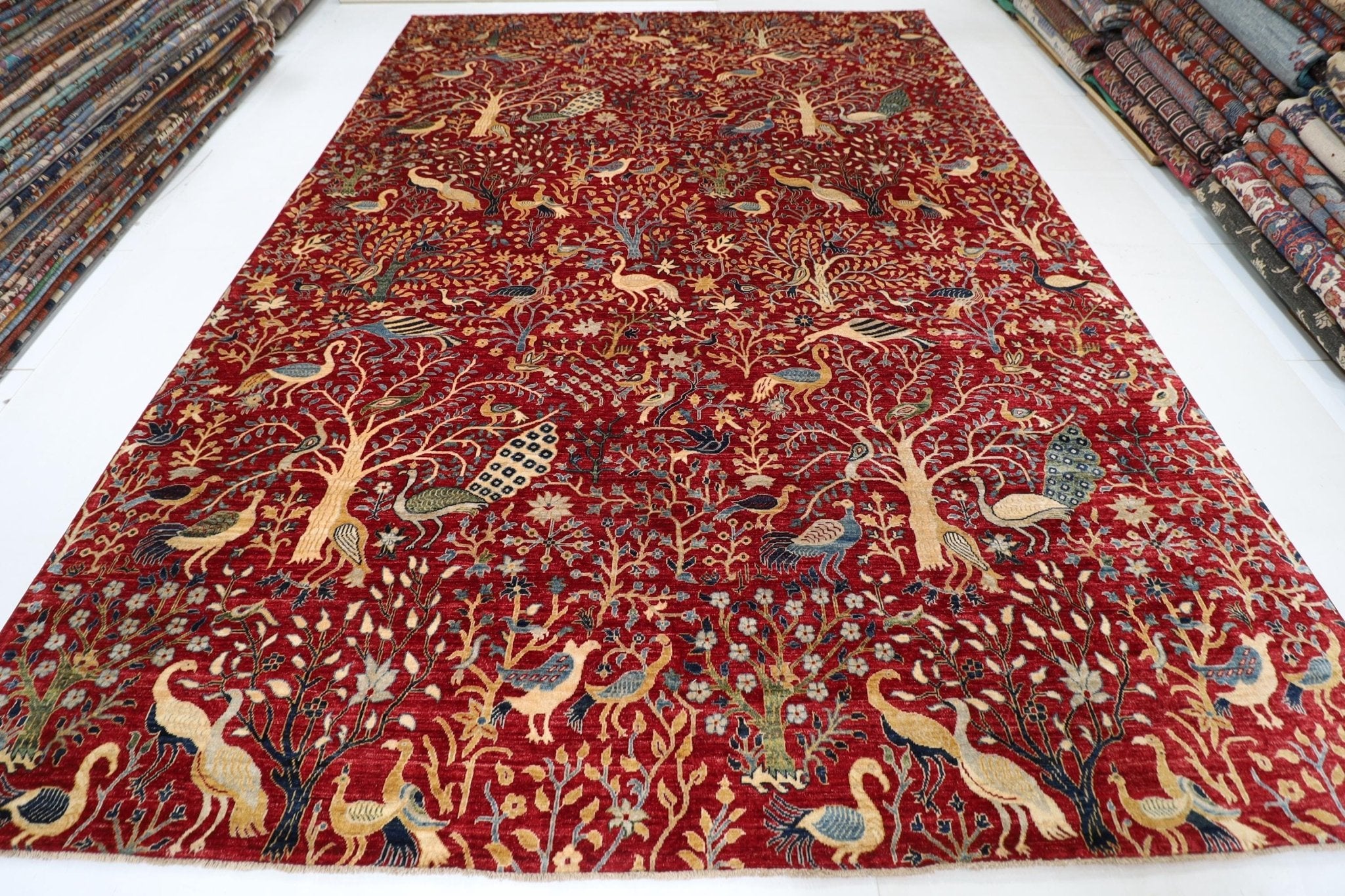 Birds - 303 x 419 cm, 10 x 13.9 ft Handmade Afghan Area Rug - Jerm Rugs - Jerm Rugs