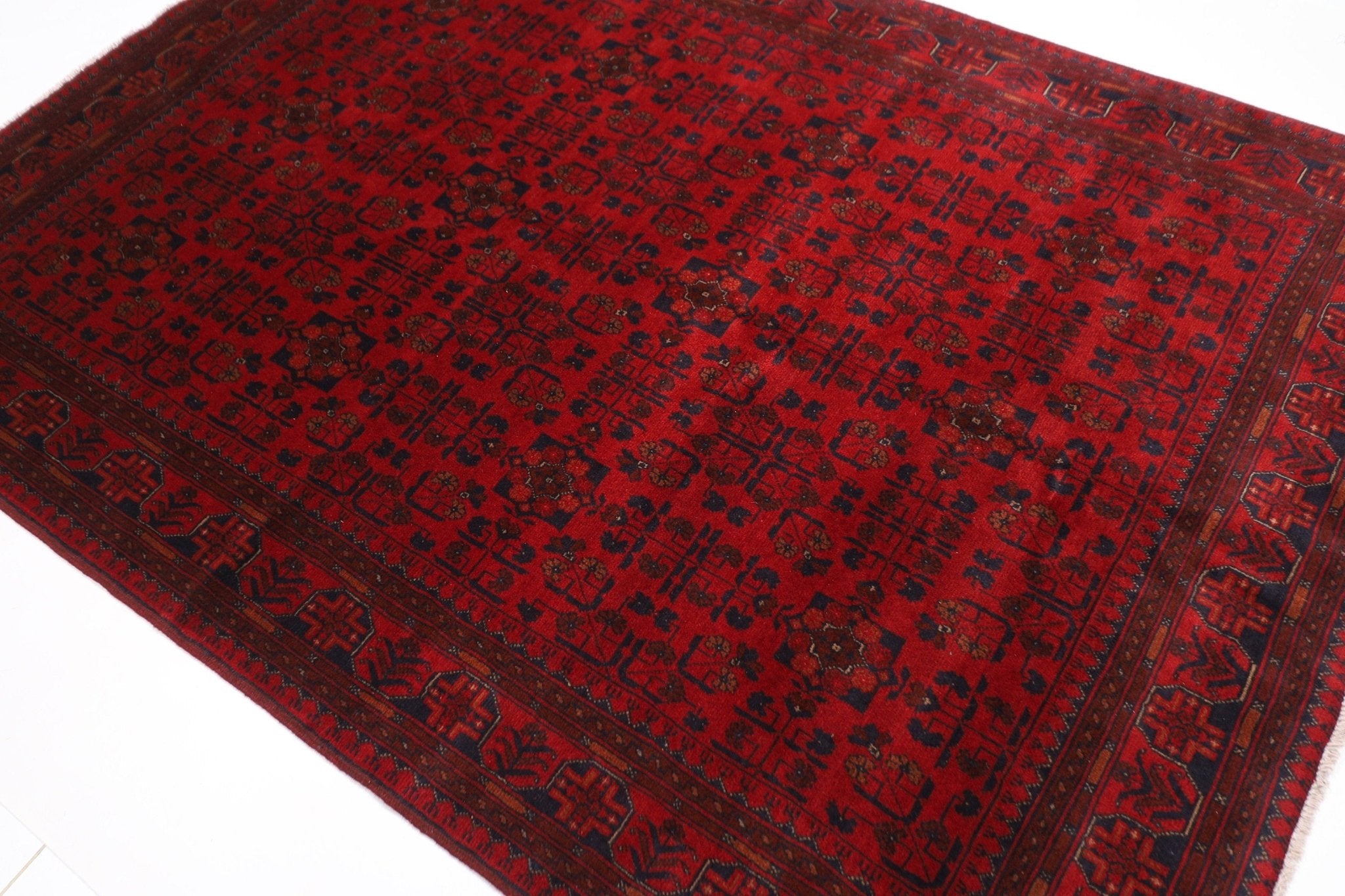 Bokhara - 171 x 238 cm, 6x8 ft Hand - Knotted Afghan Wool Area Rug - Jerm Rugs - Handmade Afghan Rug - Jerm Rugs