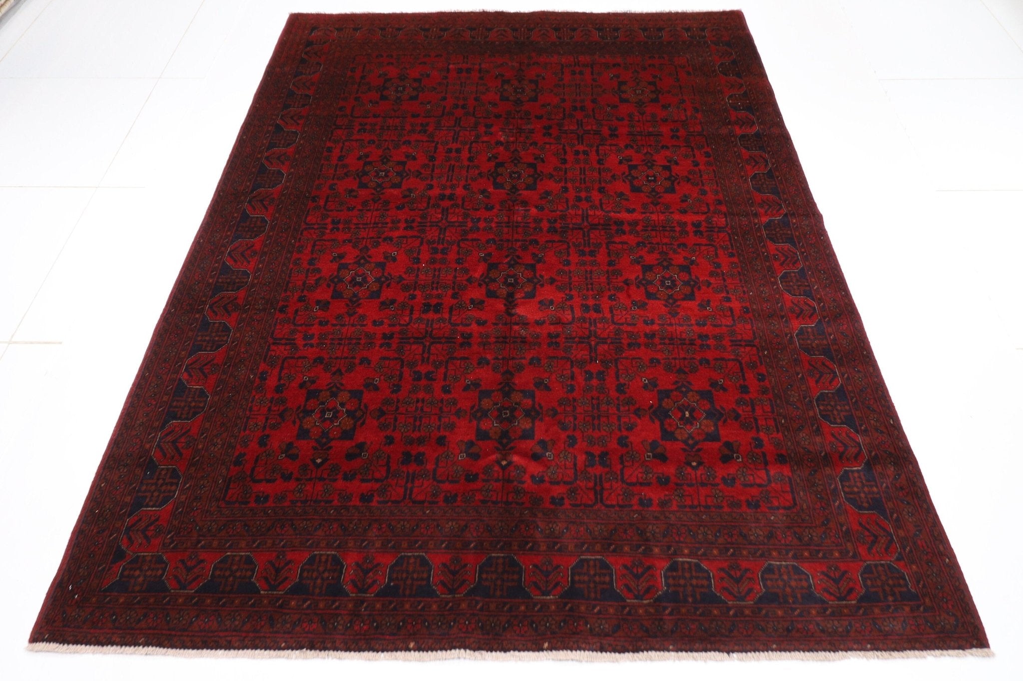 Bokhara - 174x240 cm (5.9x7.11 ft) Hand-Knotted Afghan Wool Rug in Vibrant Red