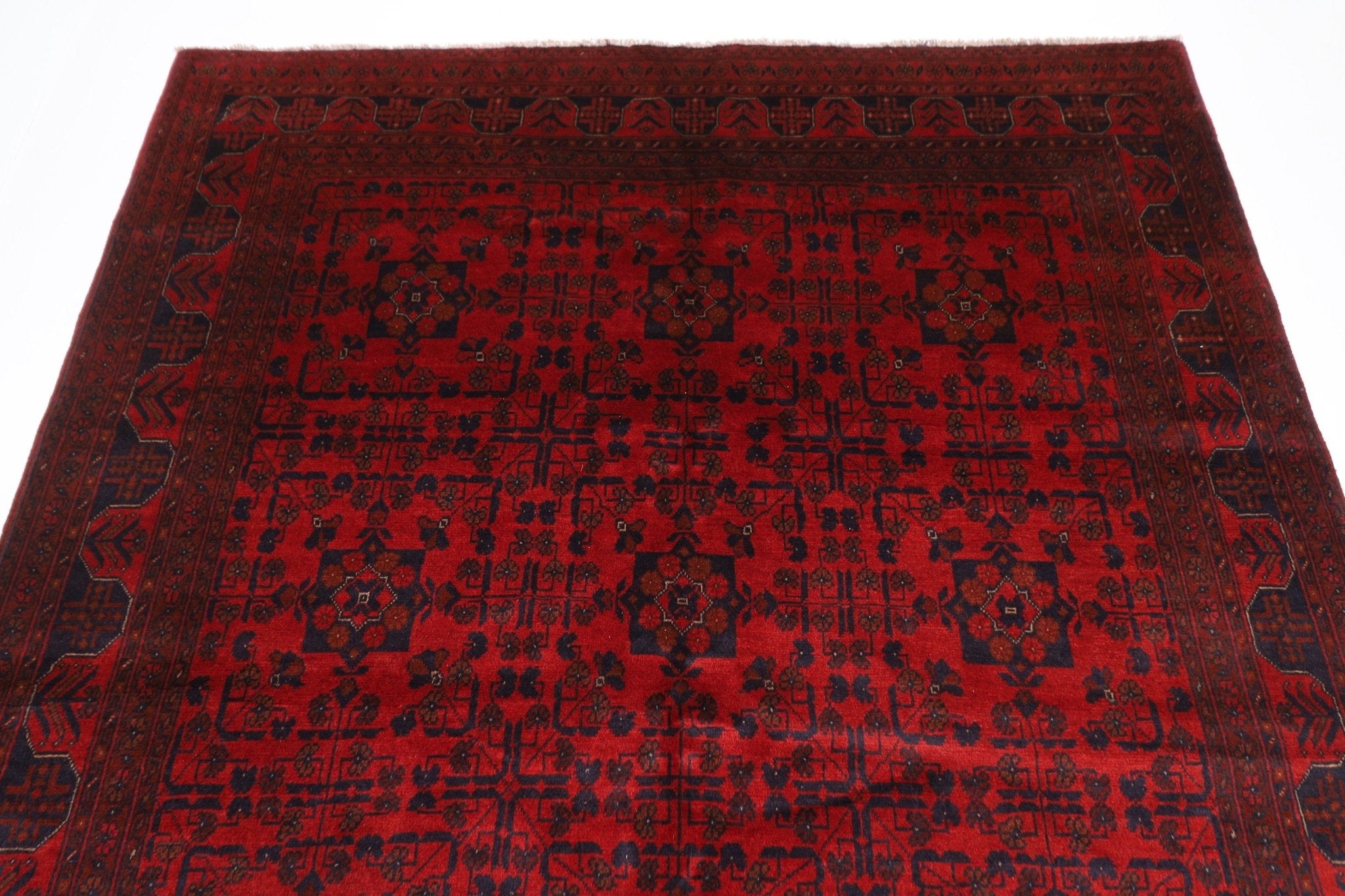 Bokhara - 174x240 cm (5.9x7.11 ft) Hand-Knotted Afghan Wool Rug in Vibrant Red