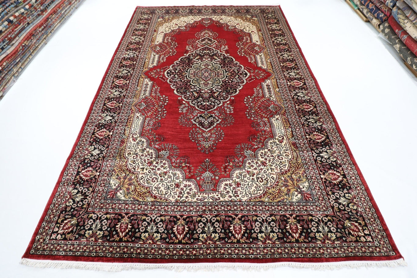 Bokhara - 216 x 330 cm, 7'1 x 10'10 ft Red Handmade Silk Area Rug