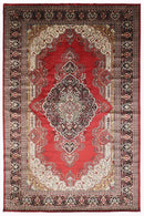 Bokhara - 216 x 330 cm, 7'1 x 10'10 ft Red Handmade Silk Area Rug - Jerm Rugs - Handmade Silk Rug - Jerm Rugs