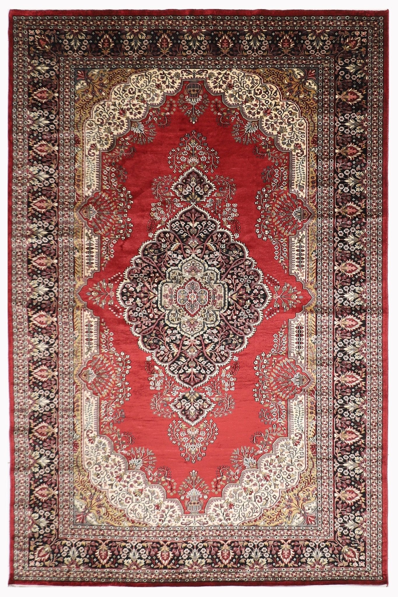 Bokhara - 216 x 330 cm, 7'1 x 10'10 ft Red Handmade Silk Area Rug