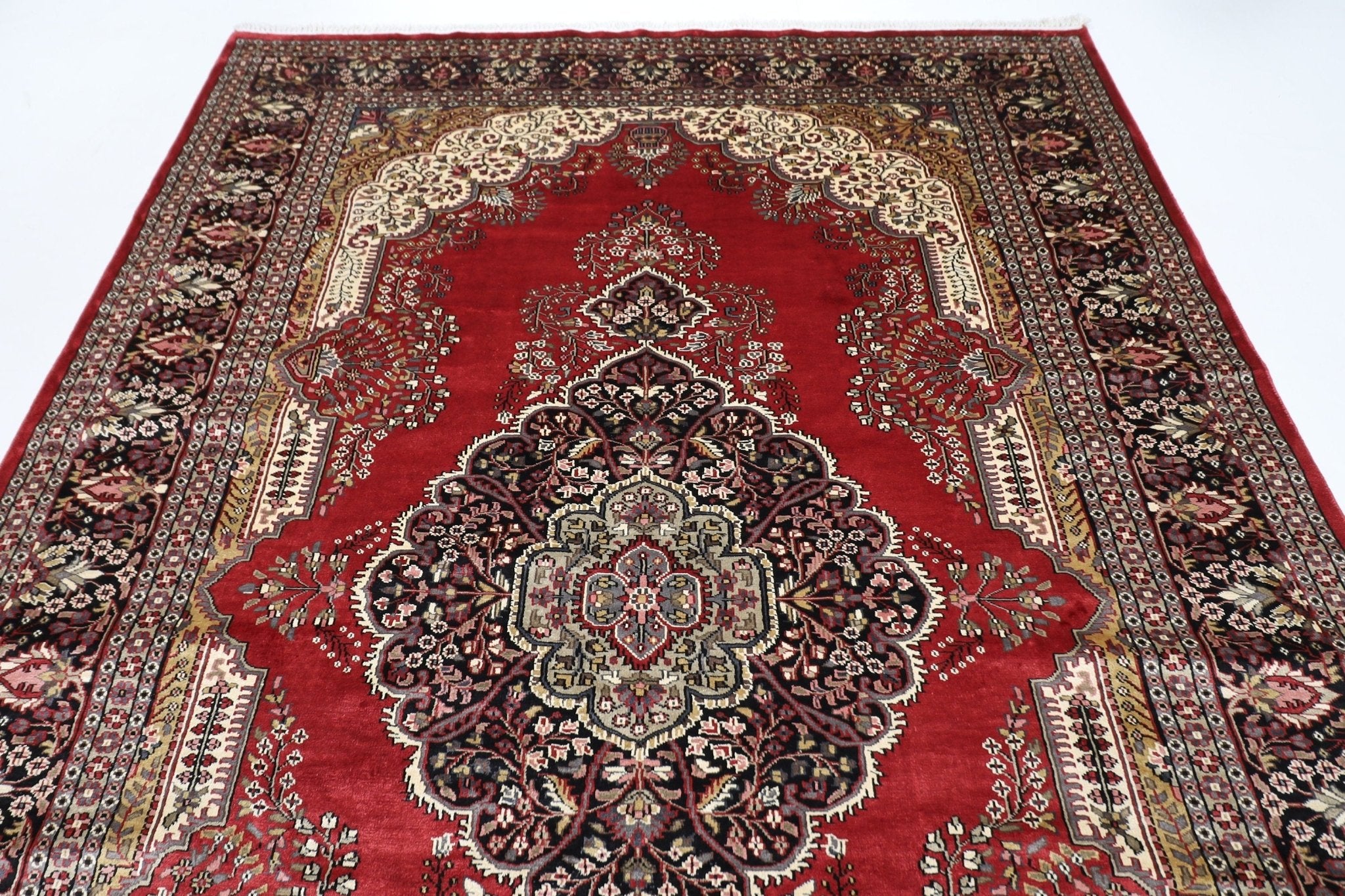 Bokhara - 216 x 330 cm, 7'1 x 10'10 ft Red Handmade Silk Area Rug - Jerm Rugs - Handmade Silk Rug - Jerm Rugs