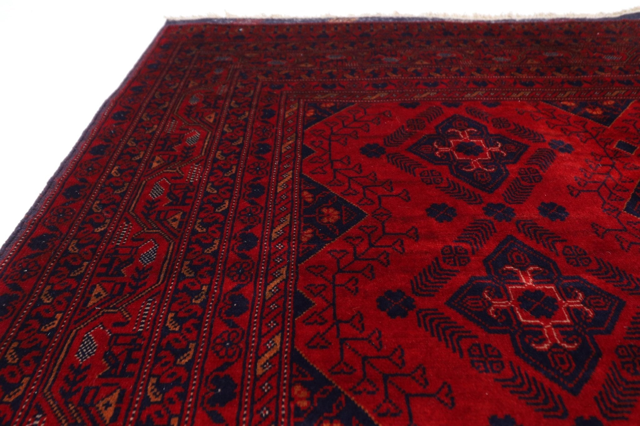 Bokhara - 4'2 x 6'7 ft (126 x 200 cm) Hand Knotted Afghan Wool Area Rug - Jerm Rugs - Handmade Afghan Rug - Jerm Rugs