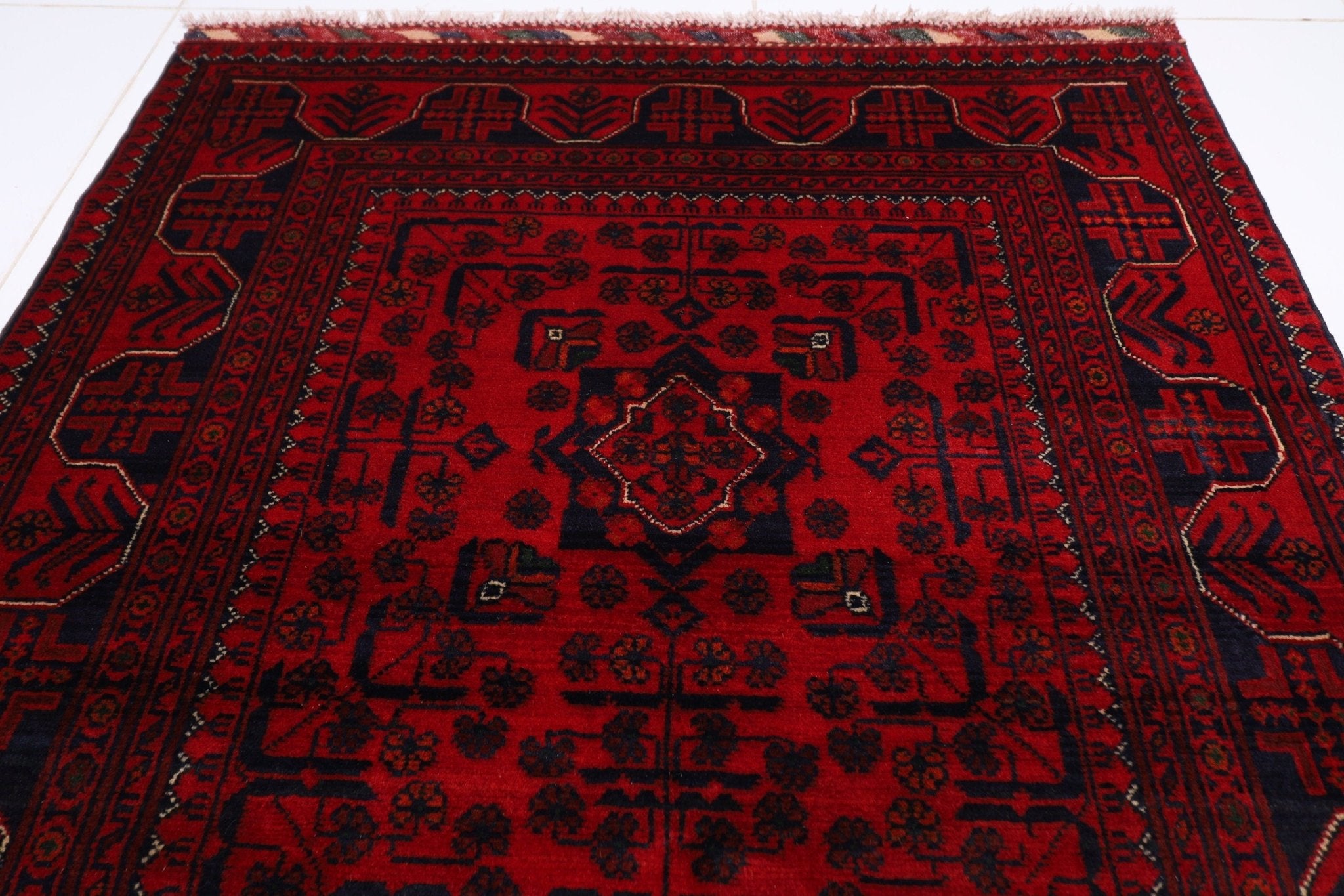 Bokhara Rug - 100x147 cm (3'4"x4'10") Handcrafted Afghan Elegance - Jerm Rugs - Handmade Afghan Rug - Jerm Rugs