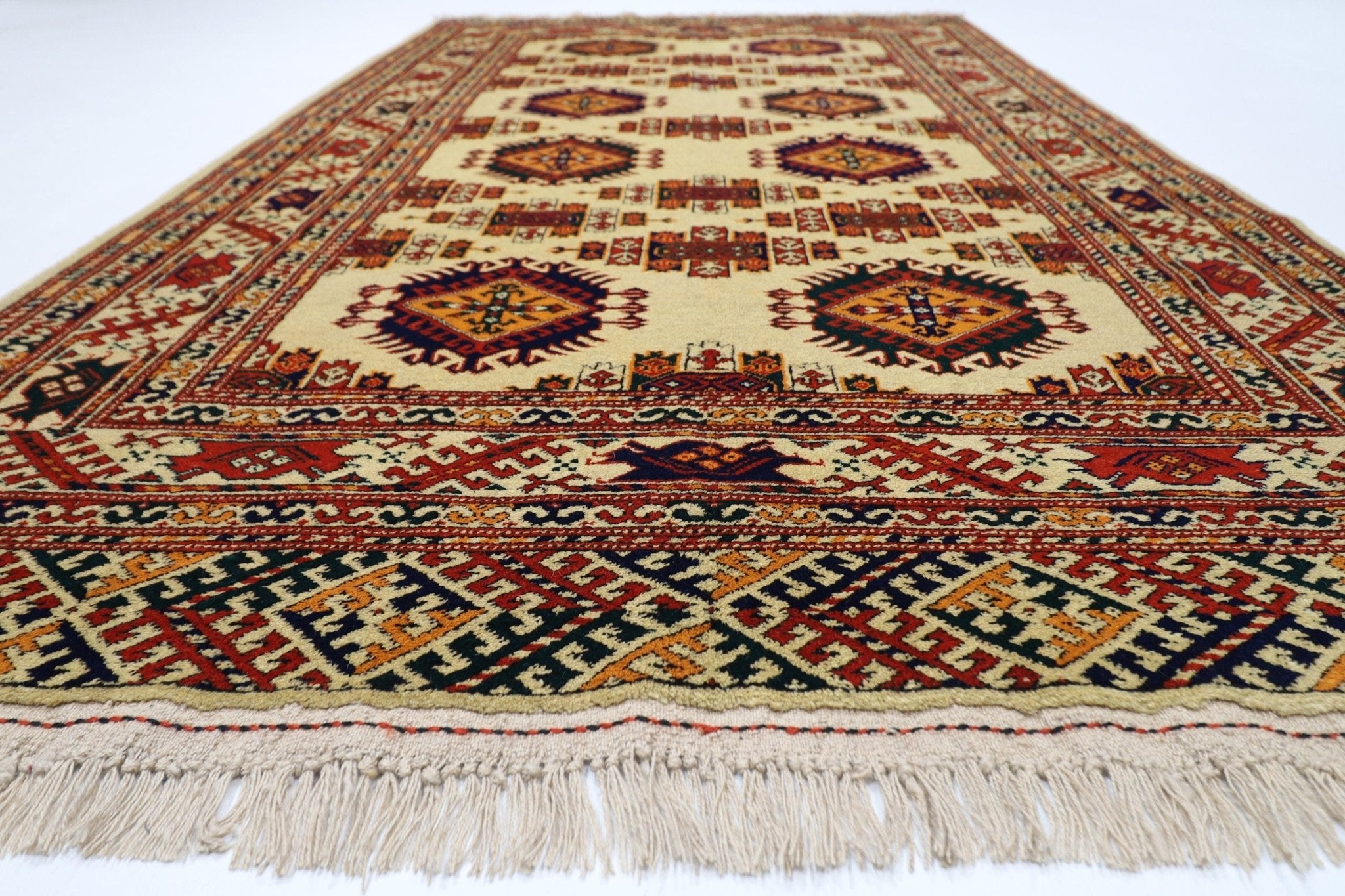 Ersari - 4x7 ft (123 x 213 cm) Hand Knotted Afghan Wool Area Rug - Jerm Rugs - Handmade Afghan Rug - Jerm Rugs